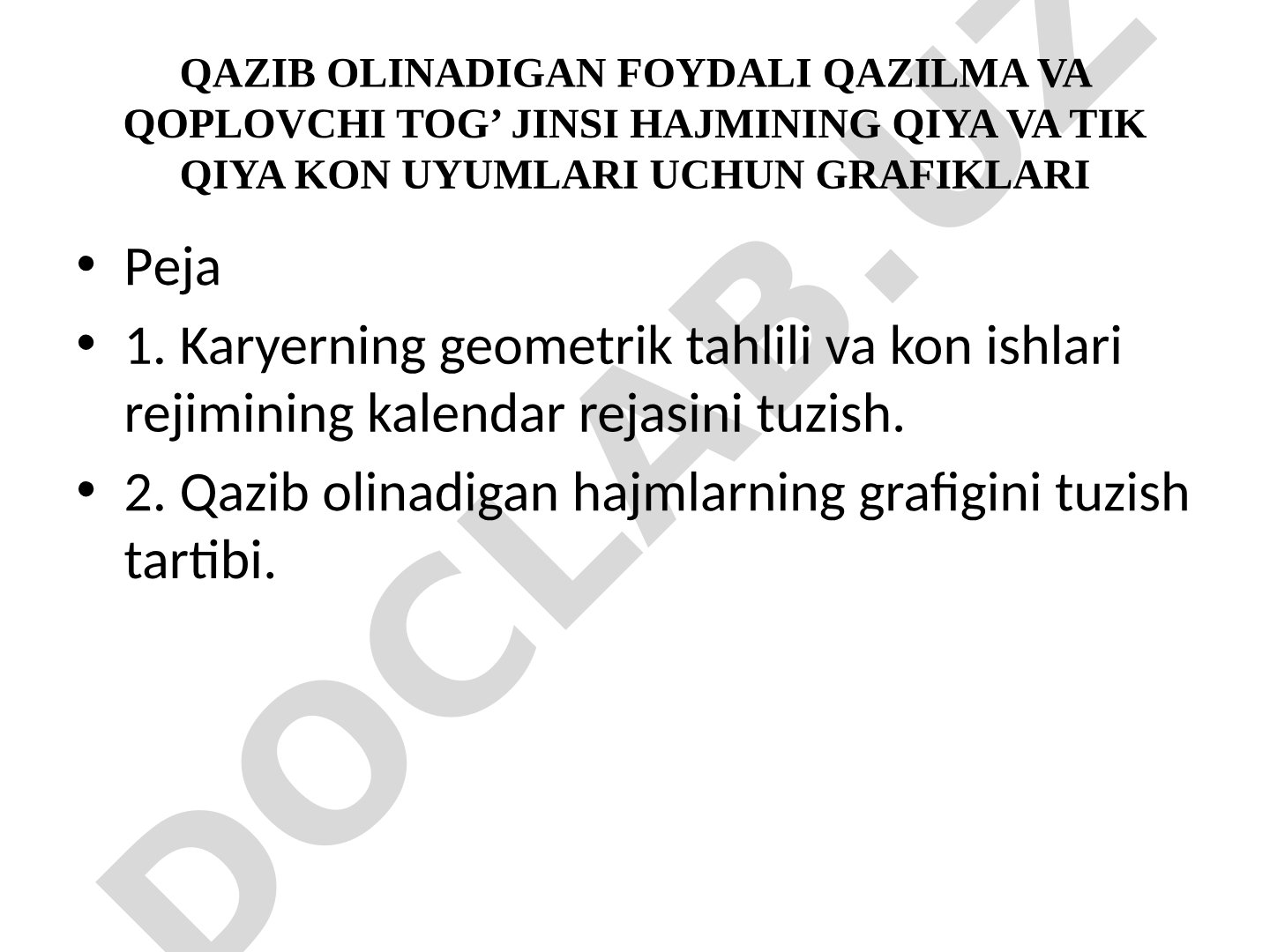 Qazib olinadigan foydali qazilma va qoplovchi tog' jinsi hajmining qiya va tik qiya kon uyumlari uchun grafiklari