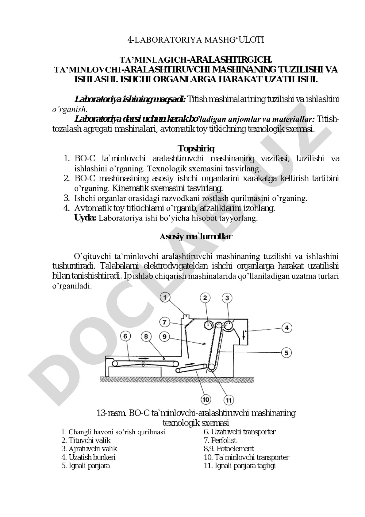 Ta'minlagich-aralashtirgich mashinasining tuzilishi va ishlashi