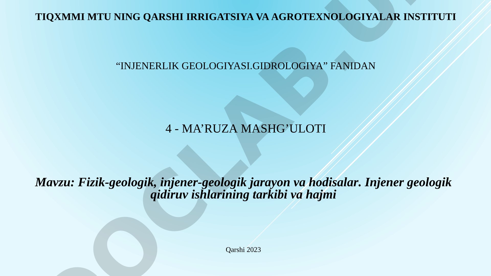 Fizik-geologik, injener-geologik jarayon va hodisalar