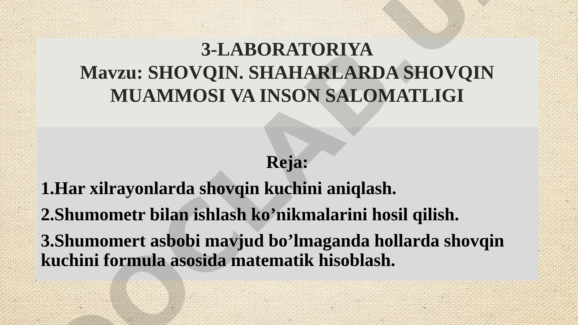 SHOVQIN. SHAHARLARDA SHOVQIN MUAMMOSI VA INSON SALOMATLIGI