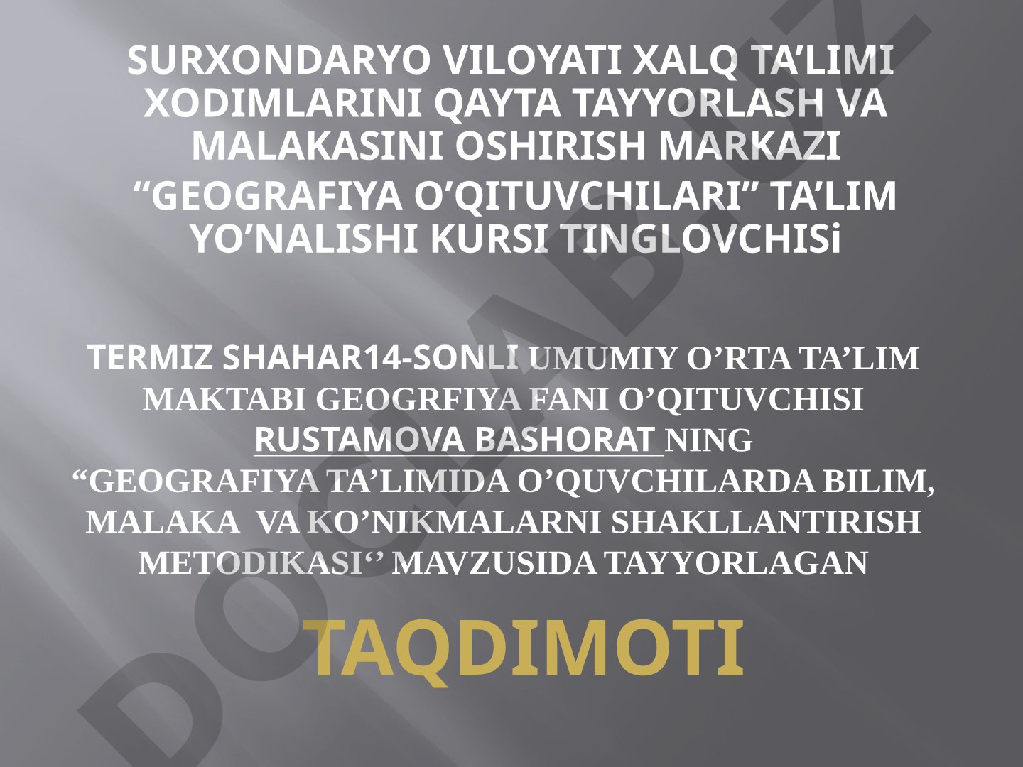 Geografiya ta'limida o'quvchilarda bilim, malaka va ko'nikmalarni shakllantirish metodikasi