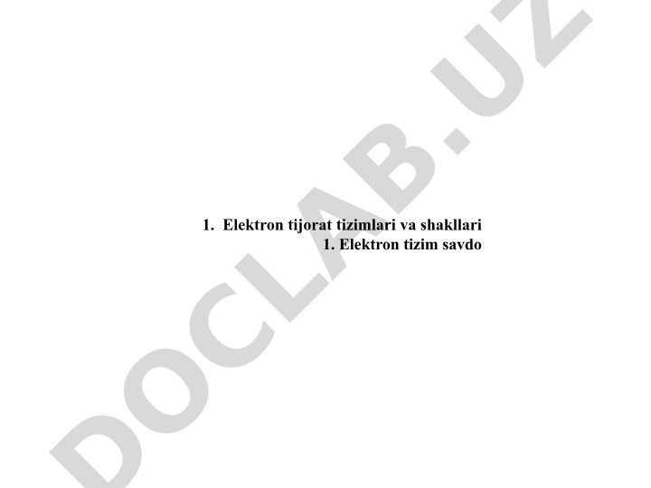 Elektron tijorat tizimlari va shakllari