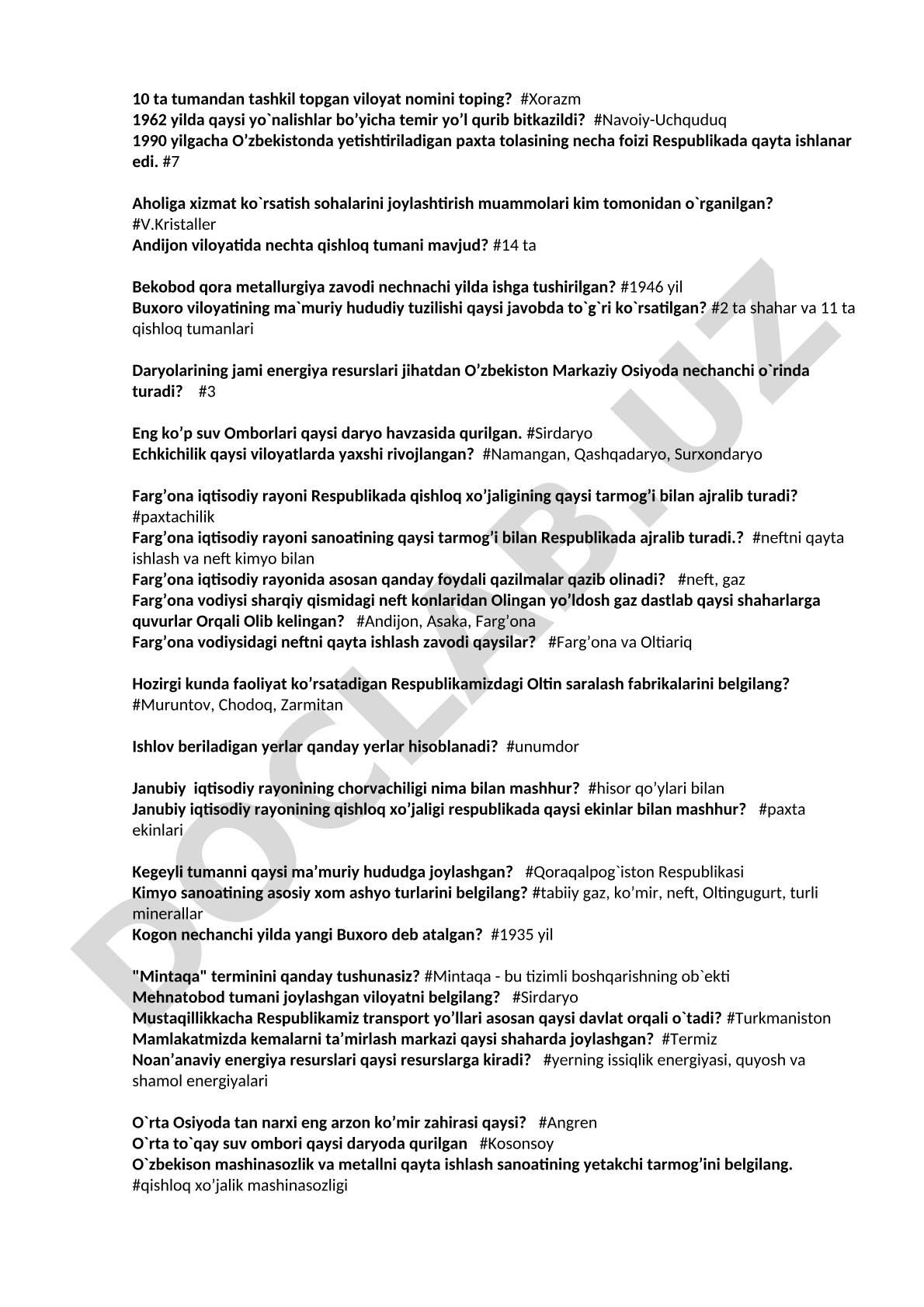 O'zbekiston tabiiy va iqtisodiy geografiyasi