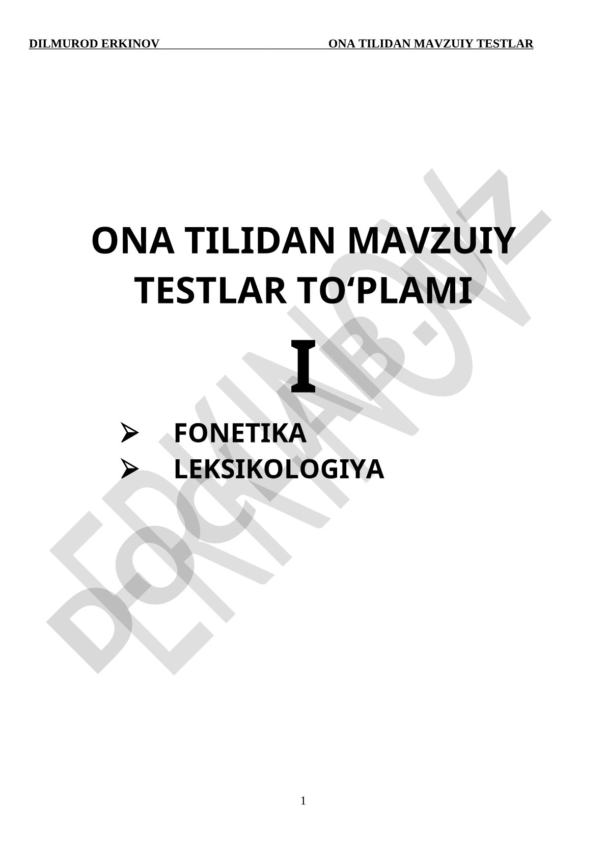 Ona tilidan mavzuiy testlar to‘plami: fonetika va leksikologiya