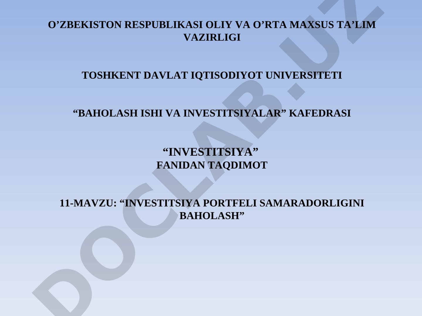 Investitsiya portfeli samaradorligini baholash