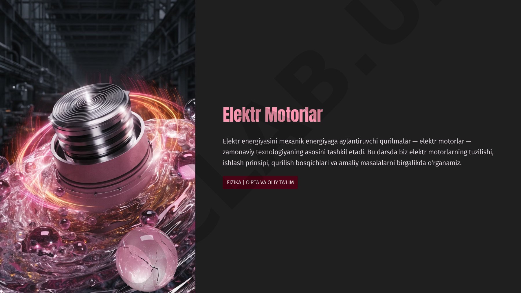 Elektr motorlarning tuzilishi va ishlash prinsipi
