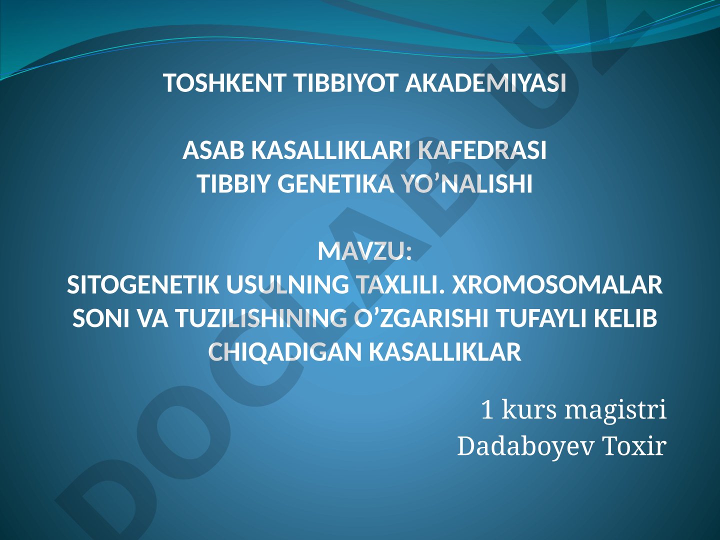 Sitogenetik usulning taxlili. Xromosomalar soni va tuzilishining o'zgarishi tufayli kelib chiqadigan kasalliklar