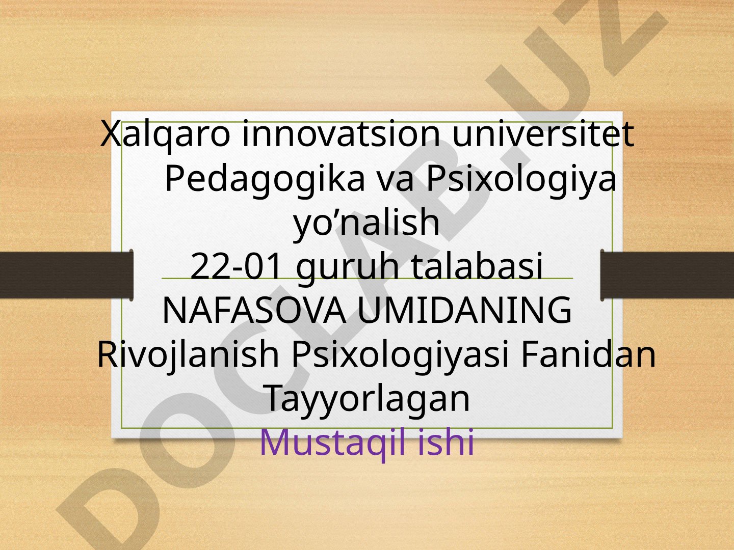 Bolalalik psixoanalizi, yosh davr psixologiyasi va psixologiya tarmoqlari haqida taqdimot
