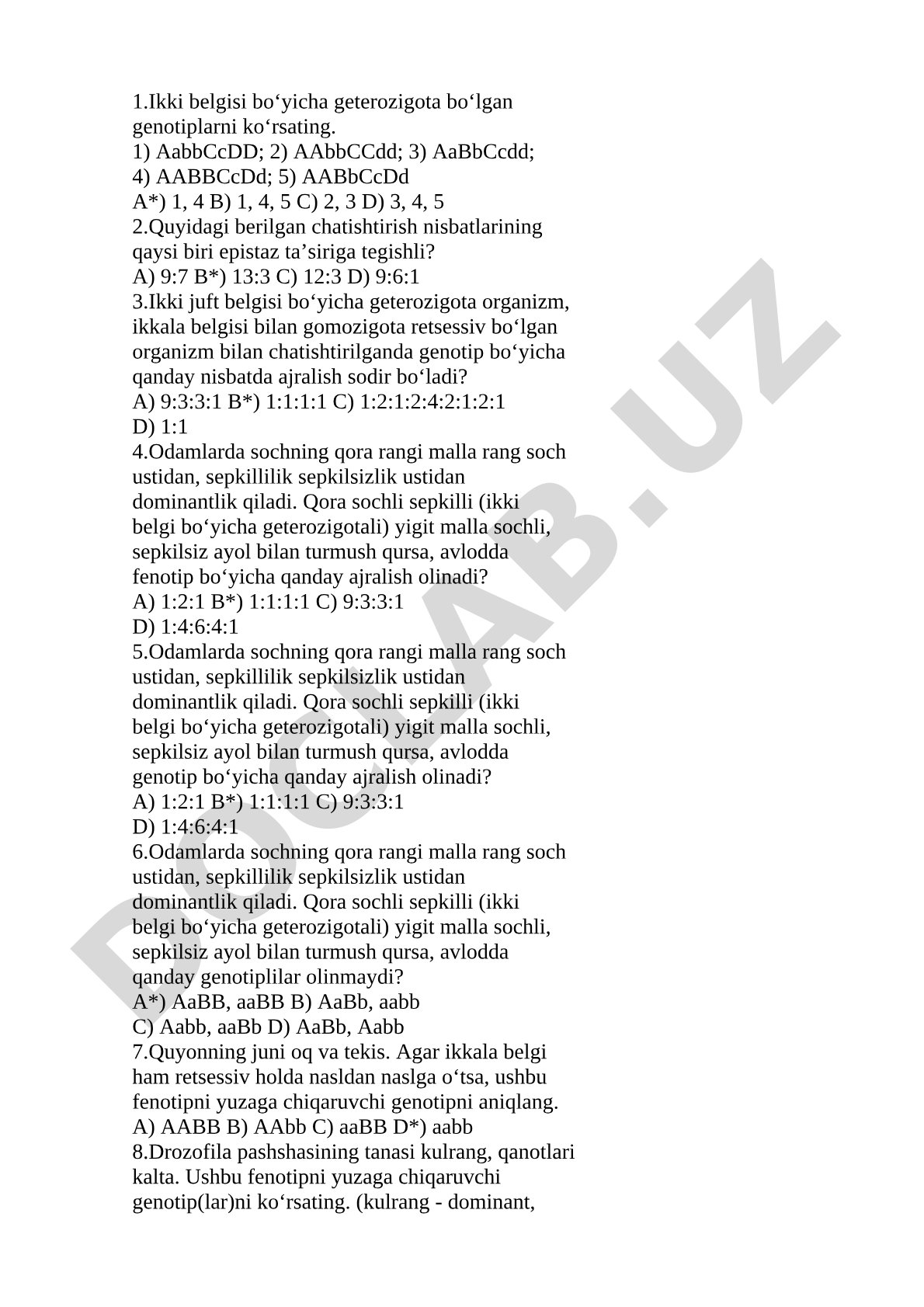 Genetikada chatishtirish va irsiyat masalalari