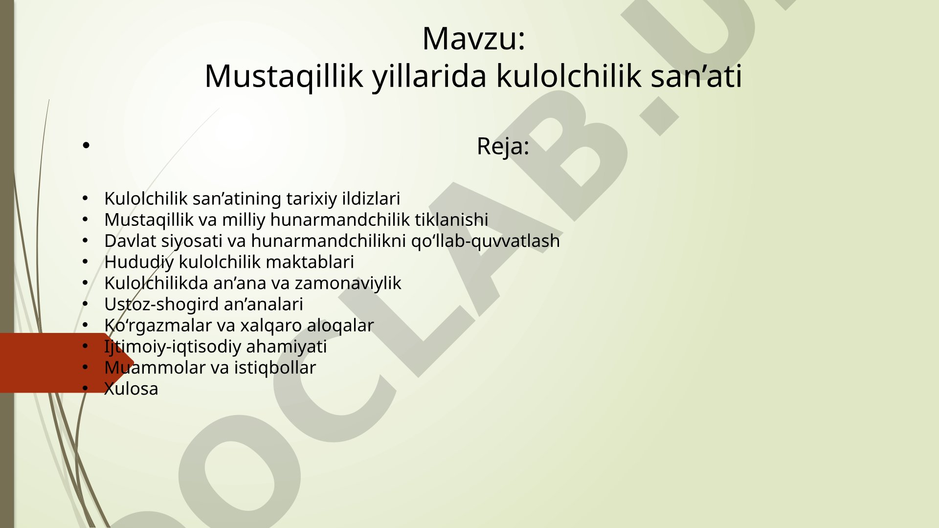 Mustaqillik yillarida kulolchilik san’ati