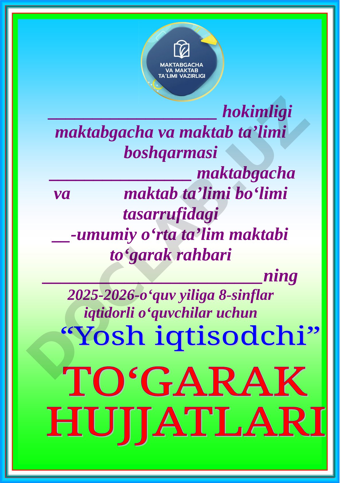 8-sinf iqtidorli o'quvchilar uchun to'garak