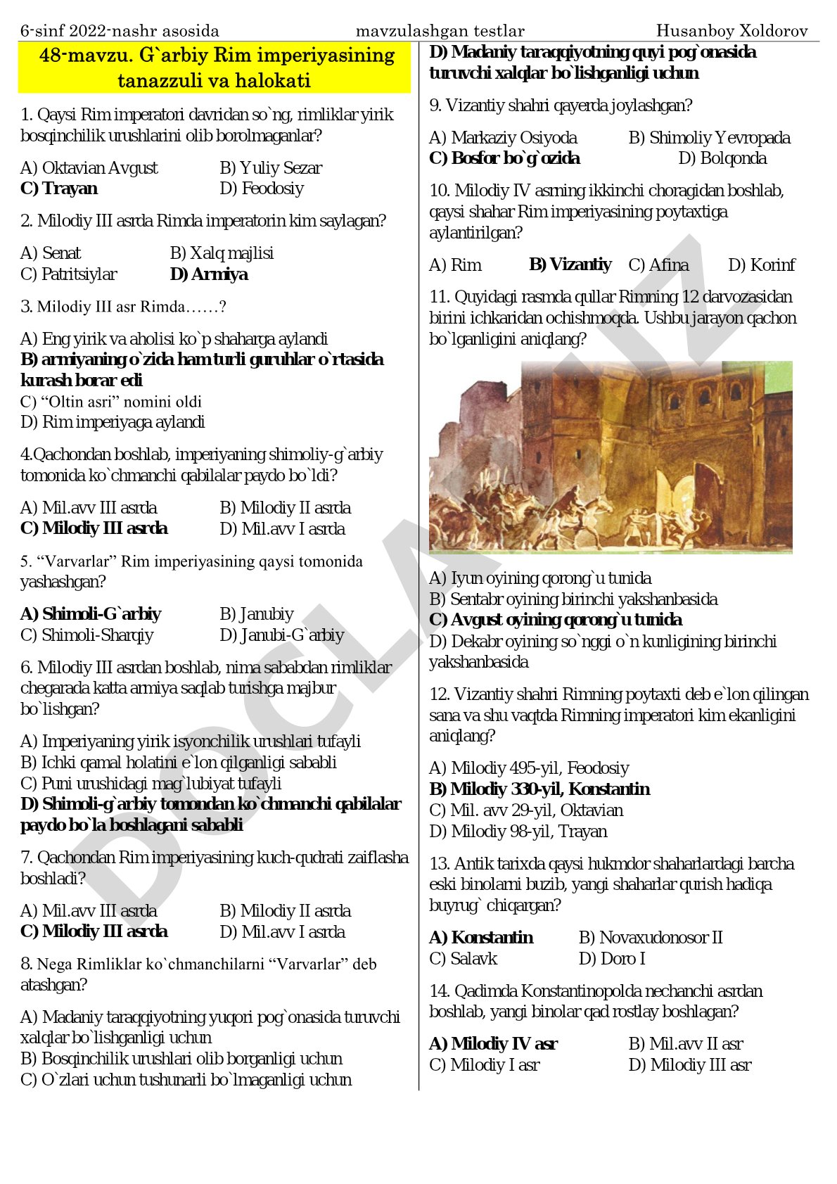 G`arbiy Rim imperiyasining tanazzuli va halokati