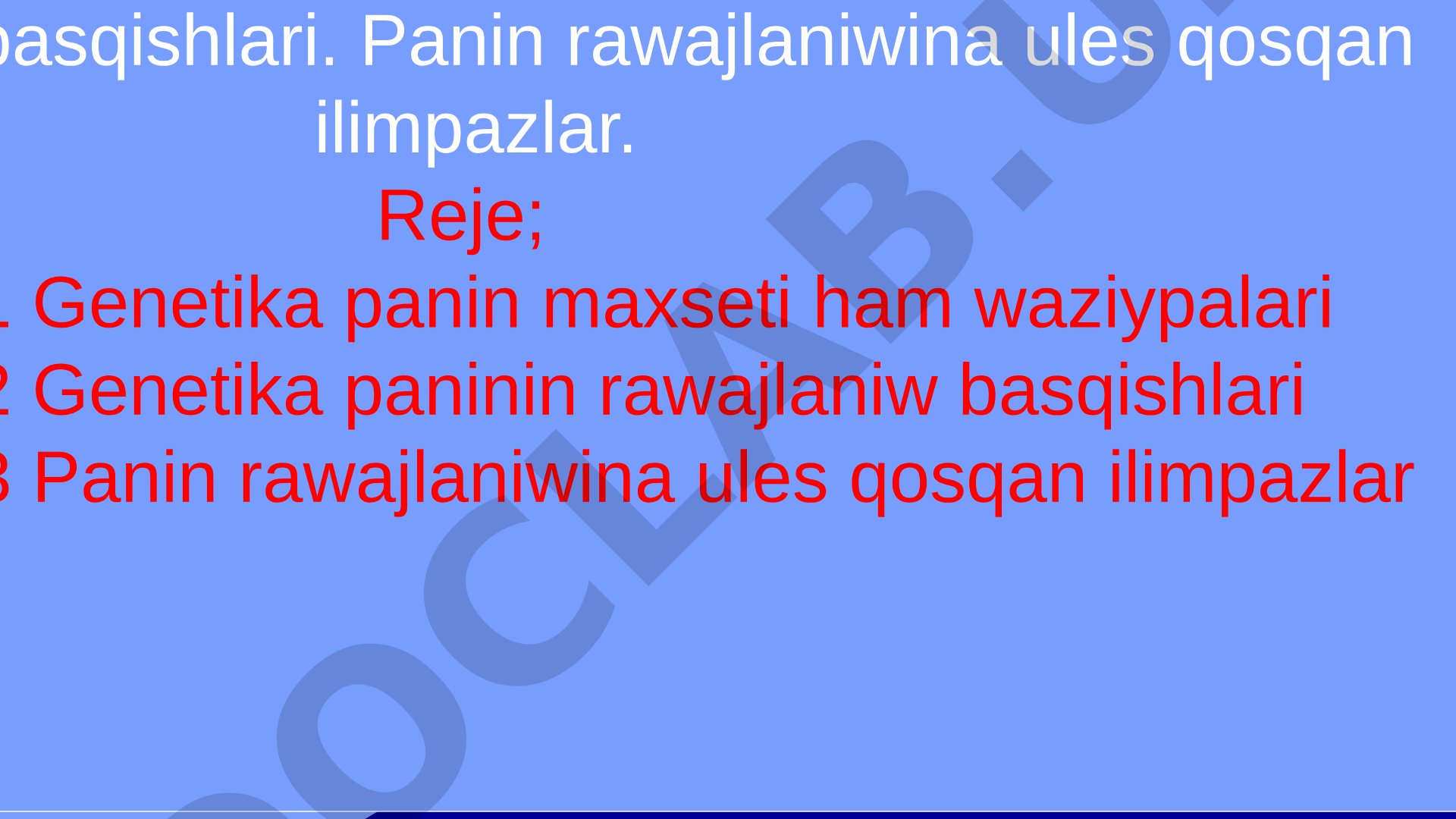 Genetika paninin rawajlaniw basqishlari