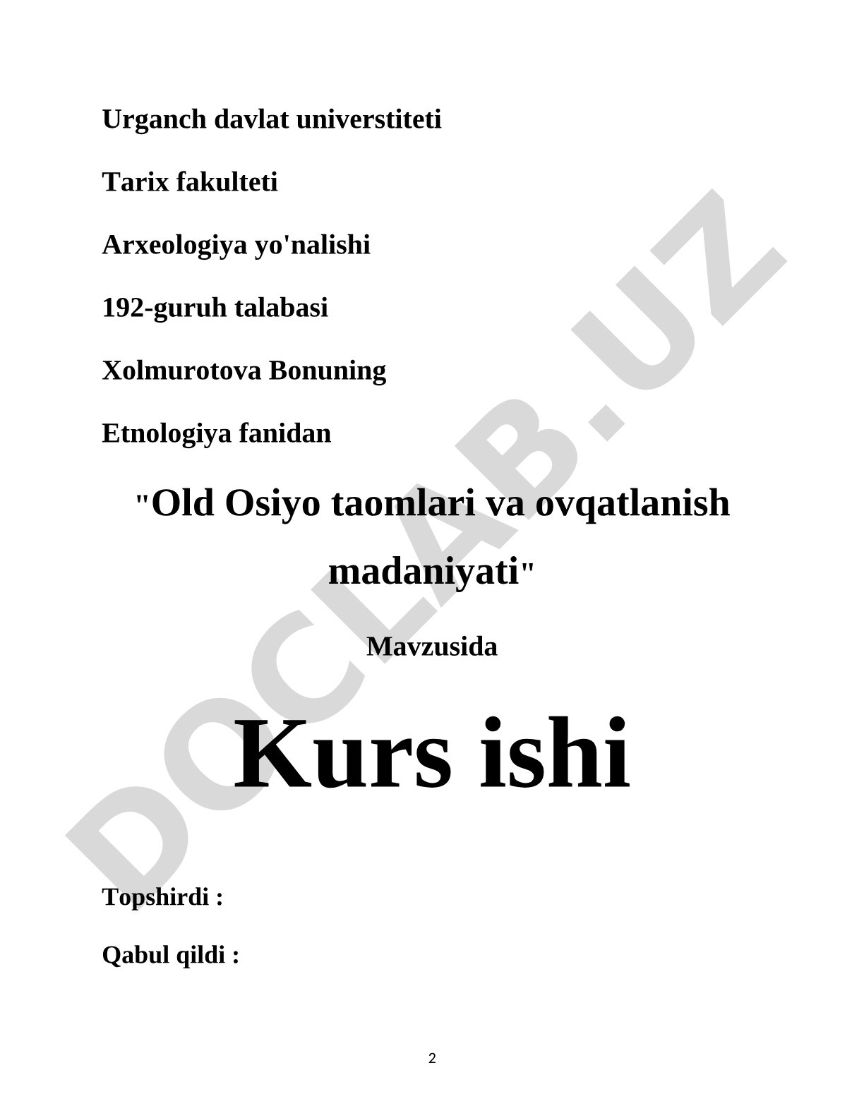 Old Osiyo taomlari va ovqatlanish madaniyati