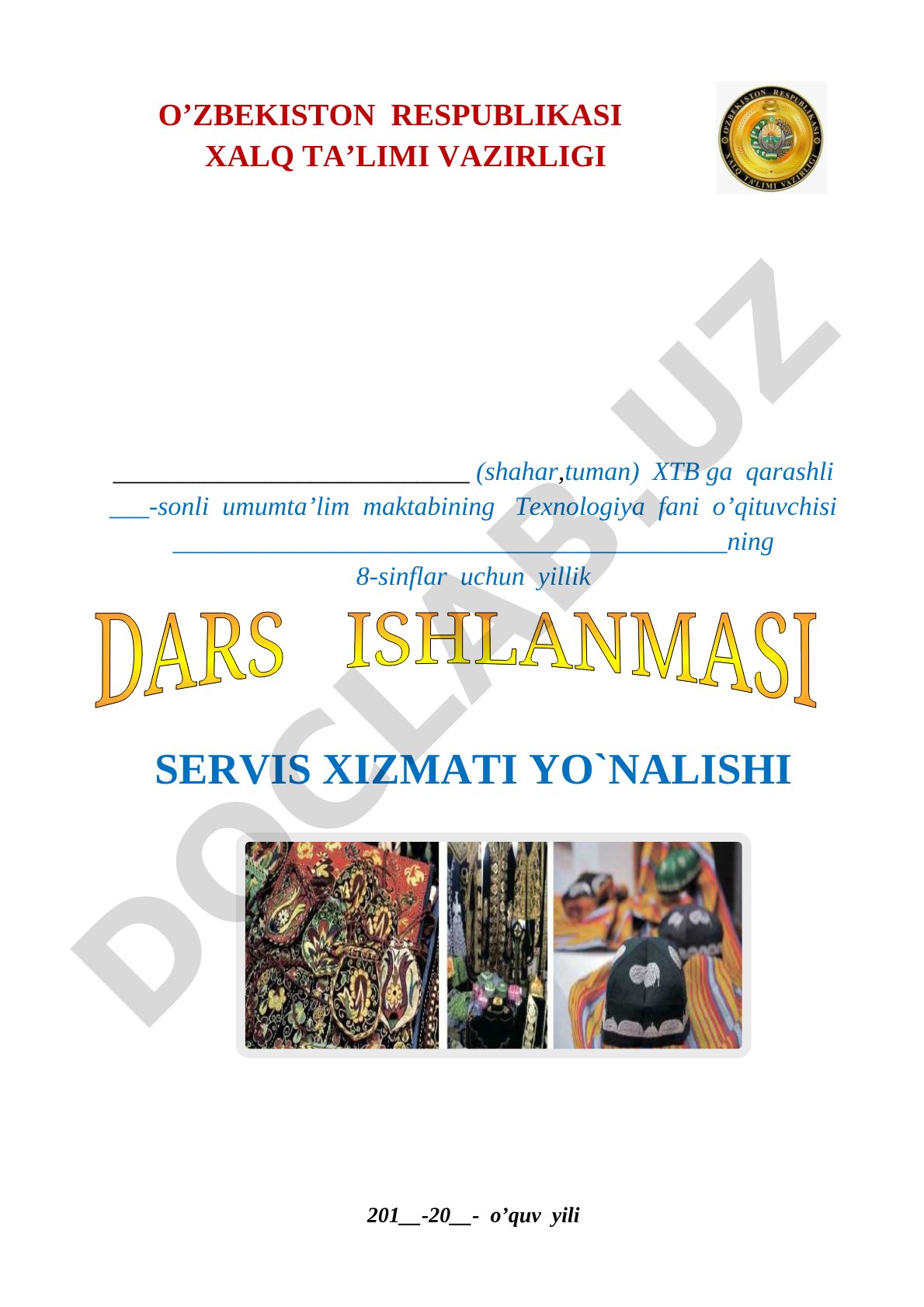 8-sinflar uchun yillik servis xizmati yo`nalishi