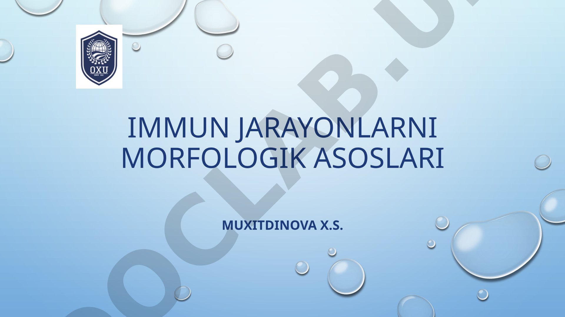 Immun jarayonlarni morfologik asoslari