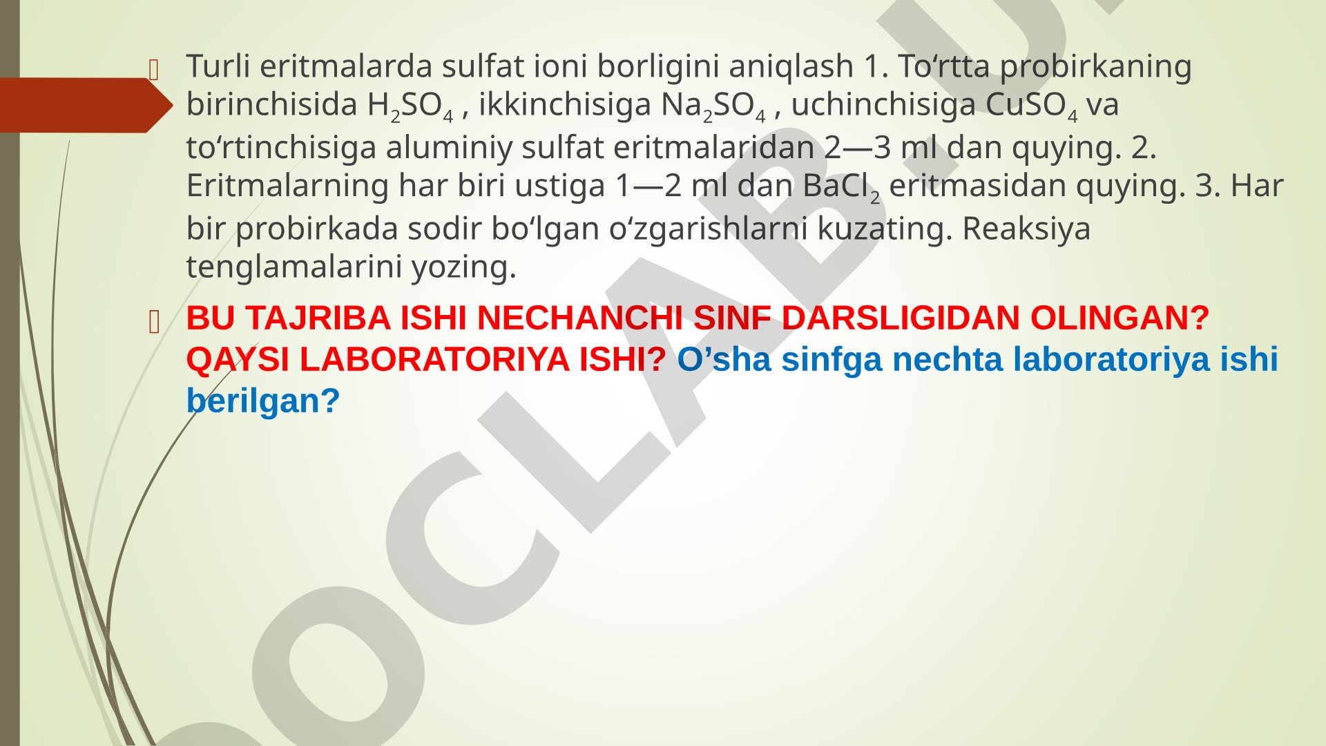 Kimyo fanlaridan tajribalar