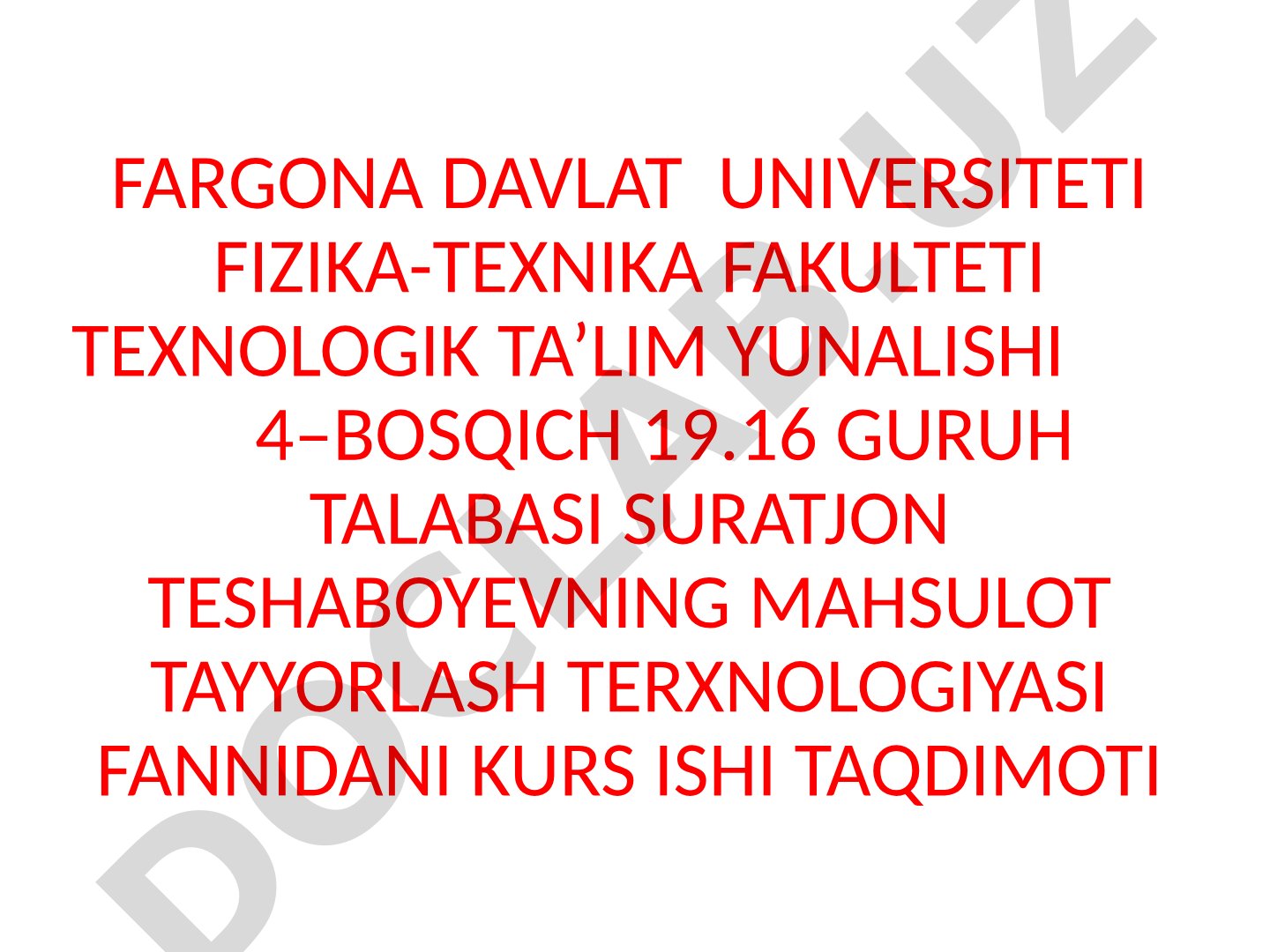Plastmassalardan detallar tayyorlash texnologiyasi