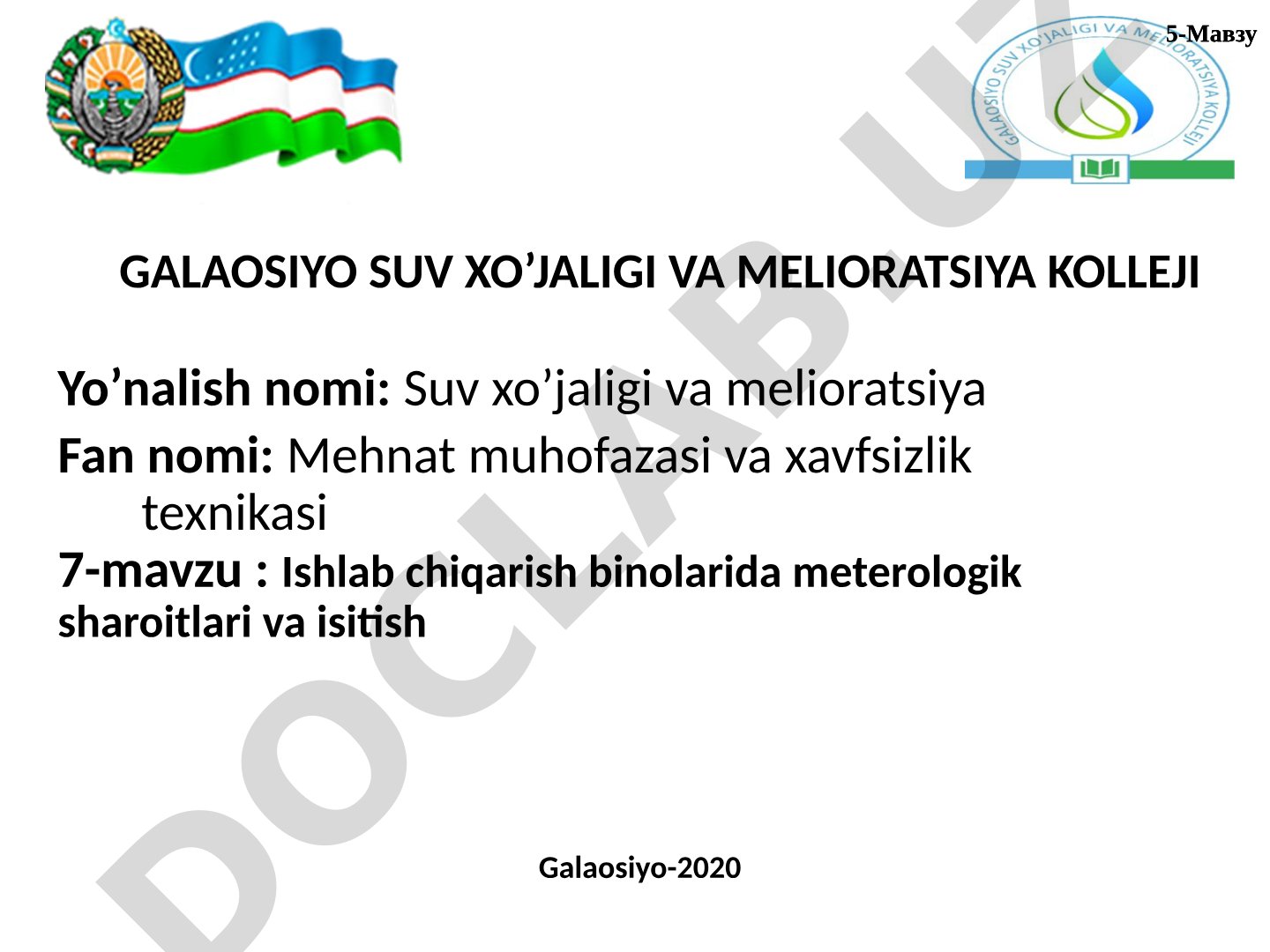 Ishlab chiqarish binolarida meterologik sharoitlari va isitish