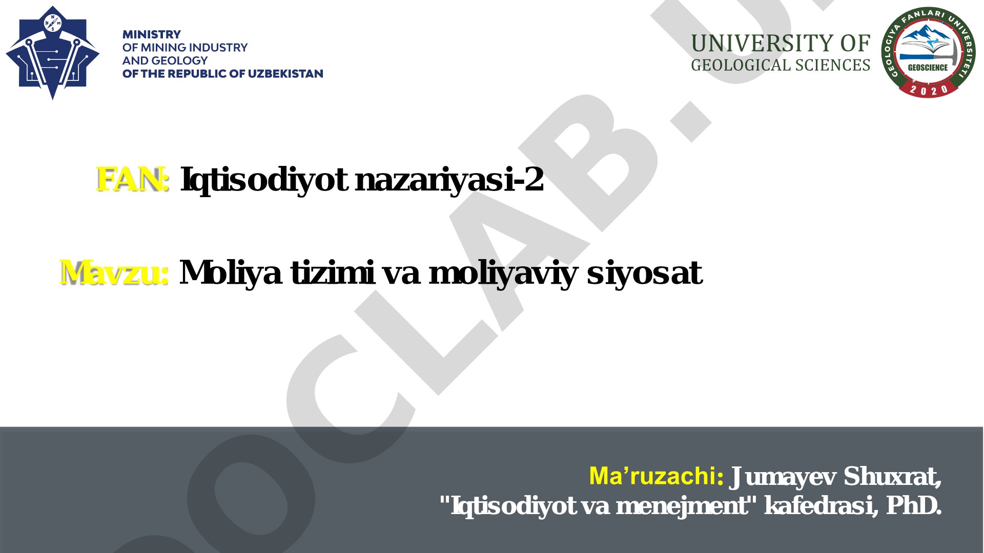 Moliya tizimi va moliyaviy siyosat