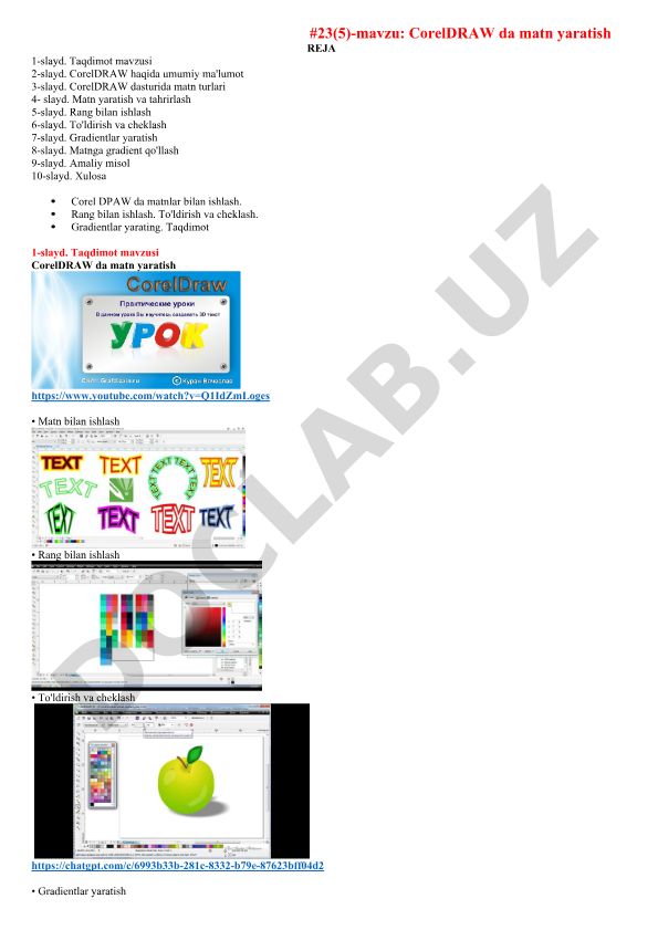 CorelDRAW da matn yaratish