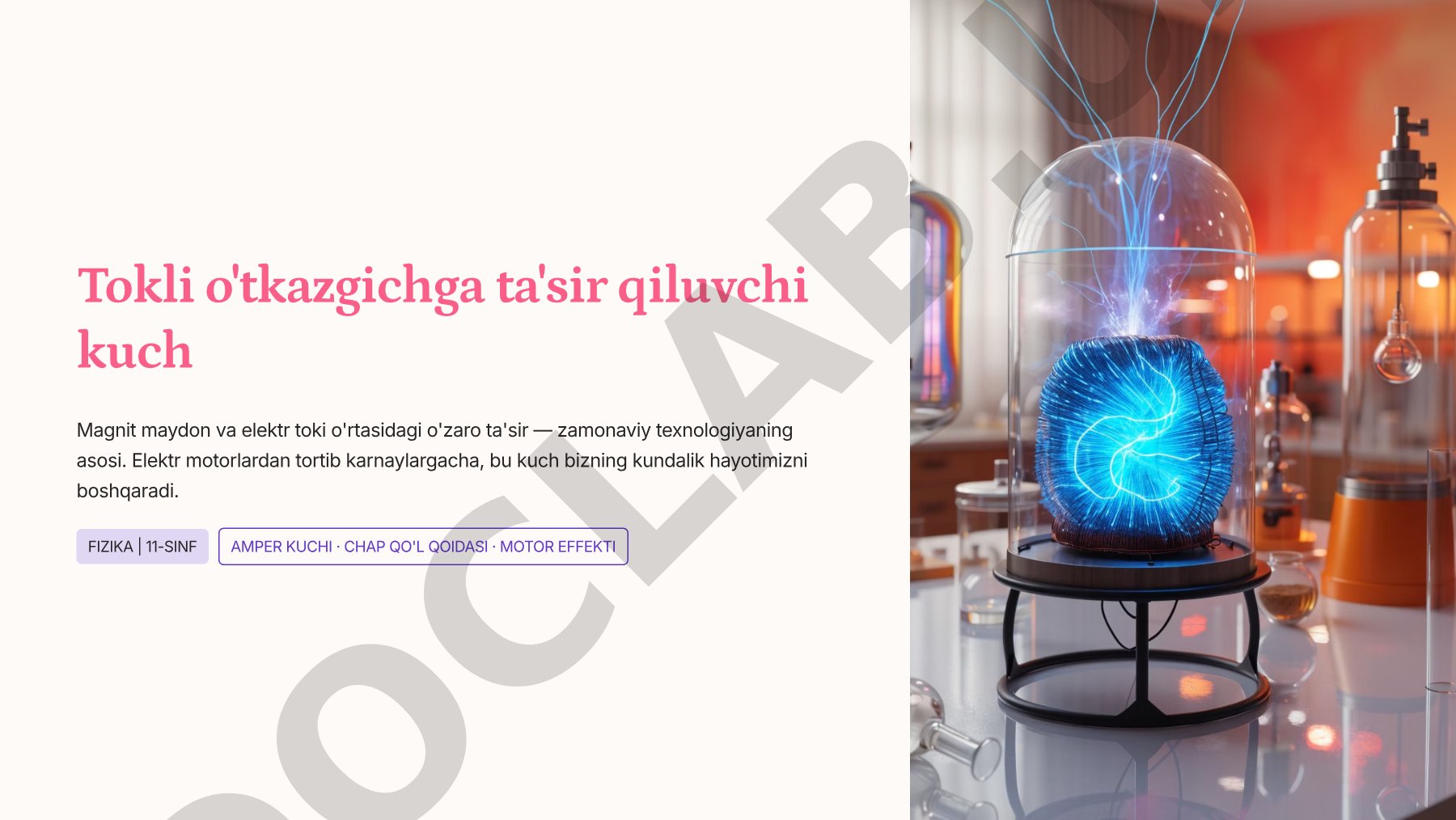 Tokli o'tkazgichga ta'sir qiluvchi kuch