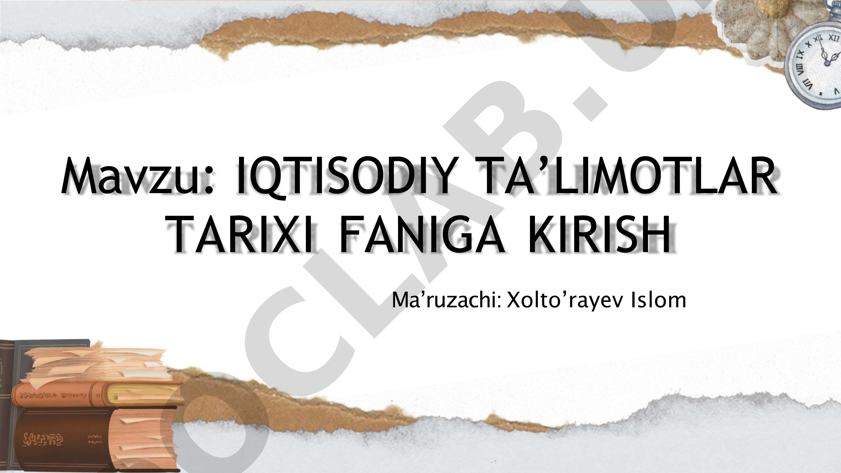 Iqtisodiy ta'limotlar tarixi faniga kirish