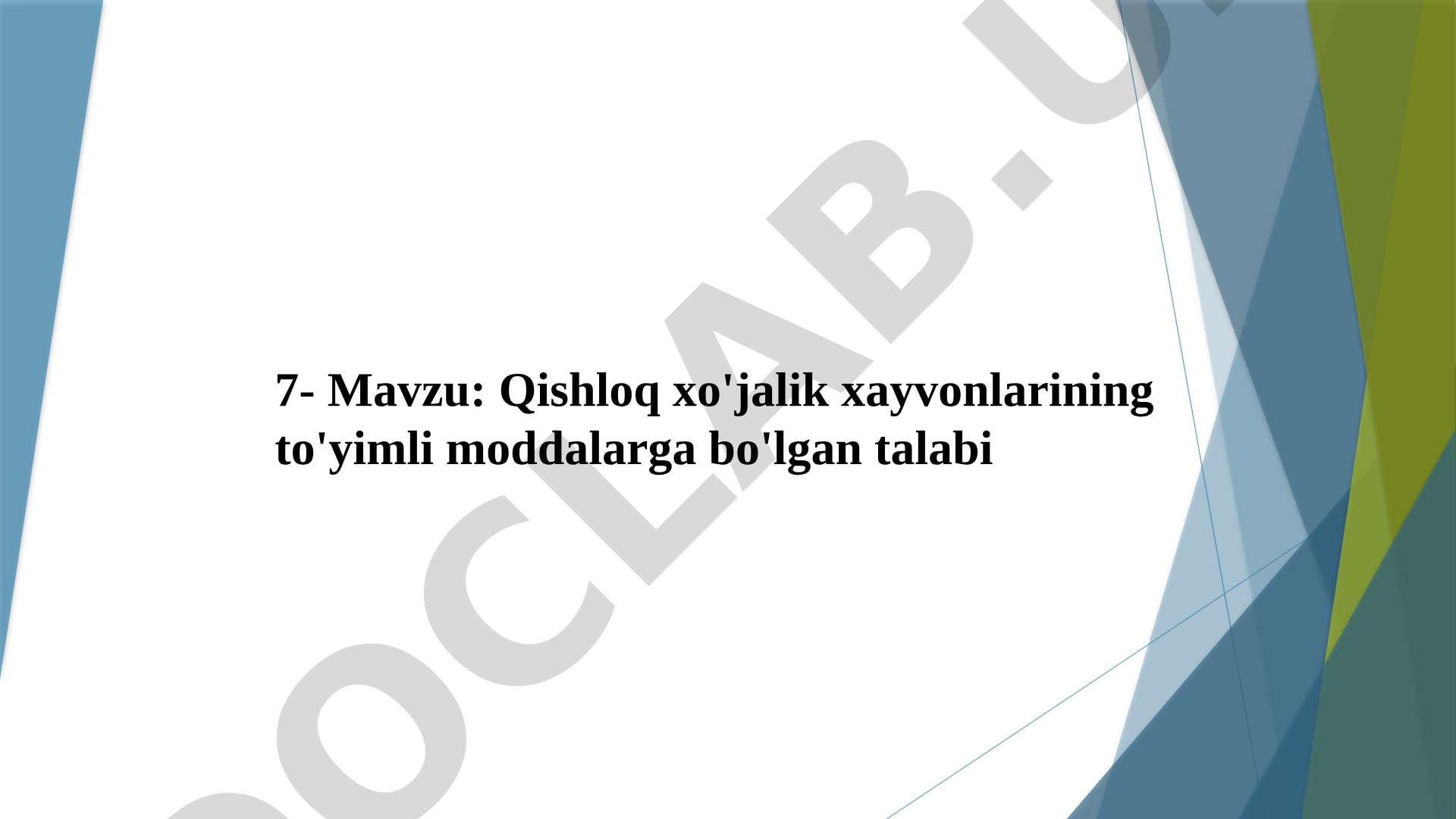 Qishloq хo'jalik хayvonlarining to'yimli moddalarga bo'lgan talabi