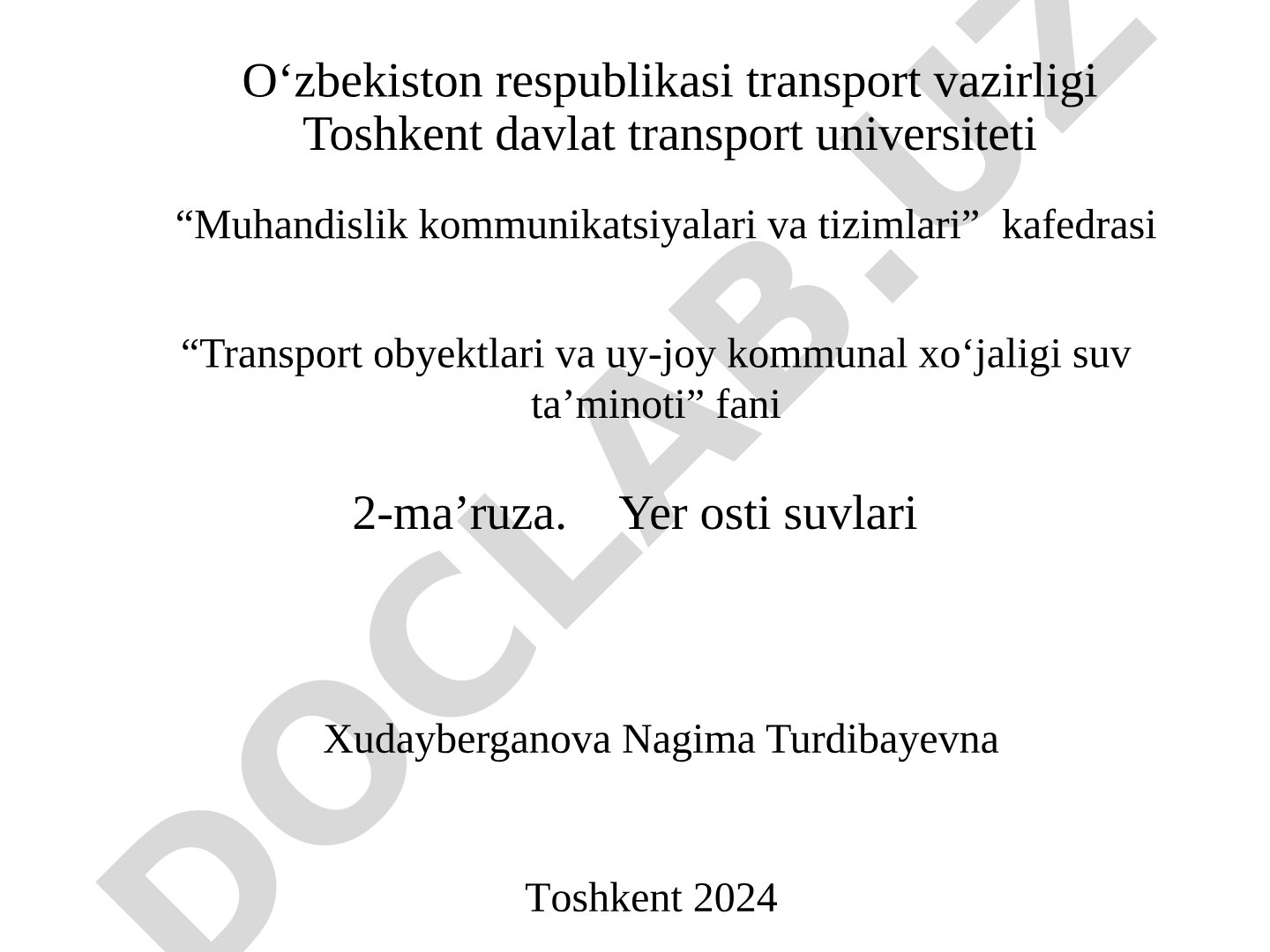 Yer osti suvlarini olish uchun inshootlar turi