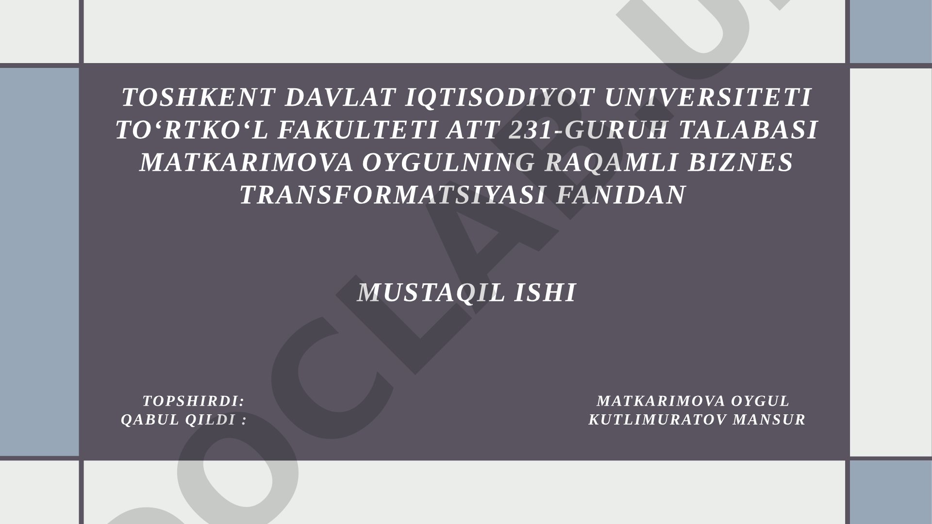 Bulutli texnologiyalar (Cloud Computing) asosida xizmatlarni optimallashtirish
