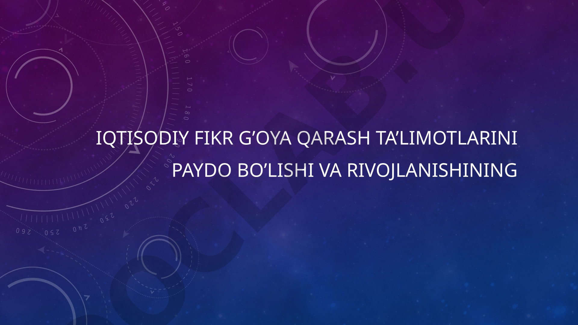 Iqtisodiy ta'limotlar tarixi fanining predmeti va rivojlanishi