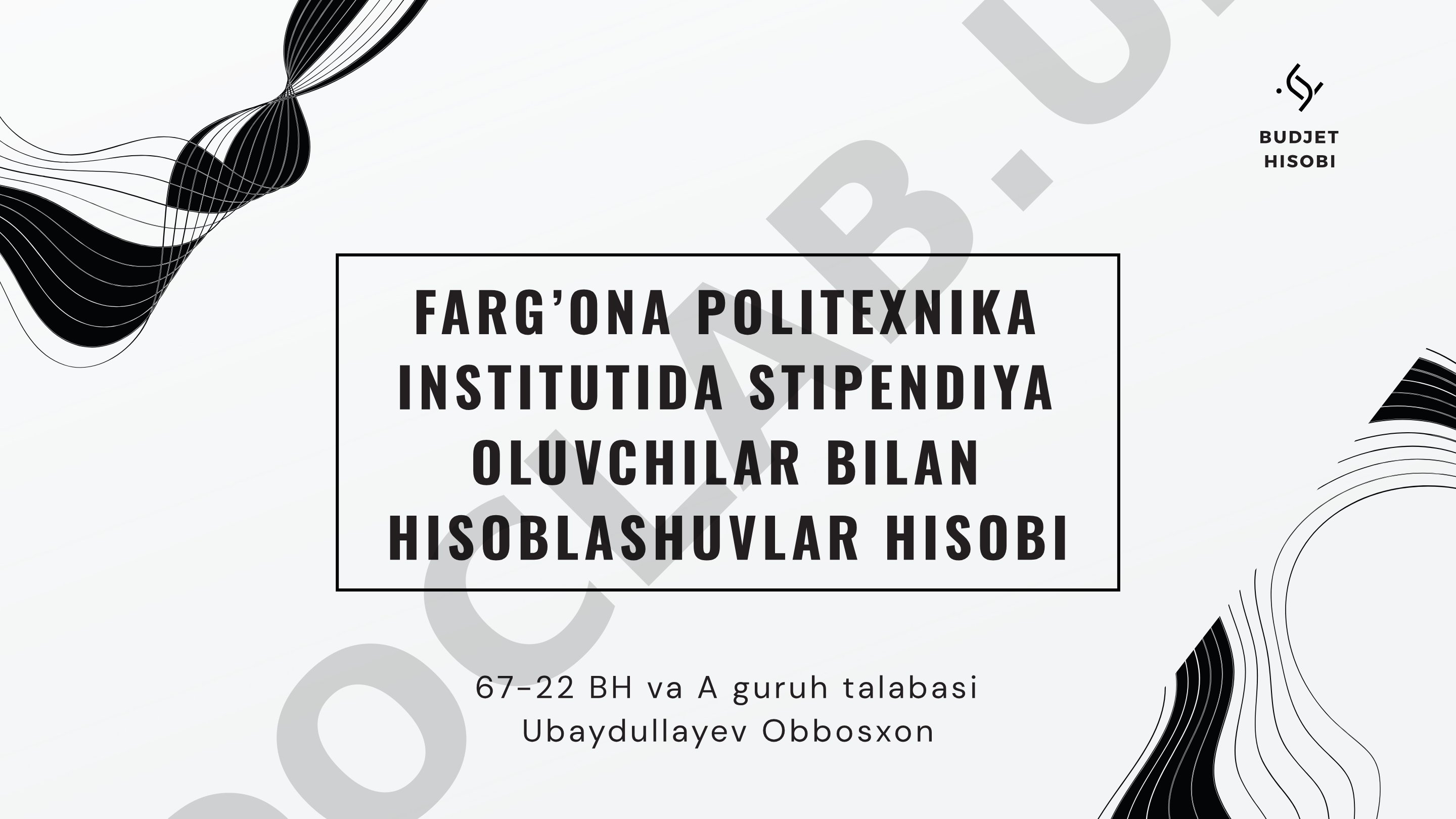 Stipendiya oluvchilar bilan hisoblashuvlar hisobi