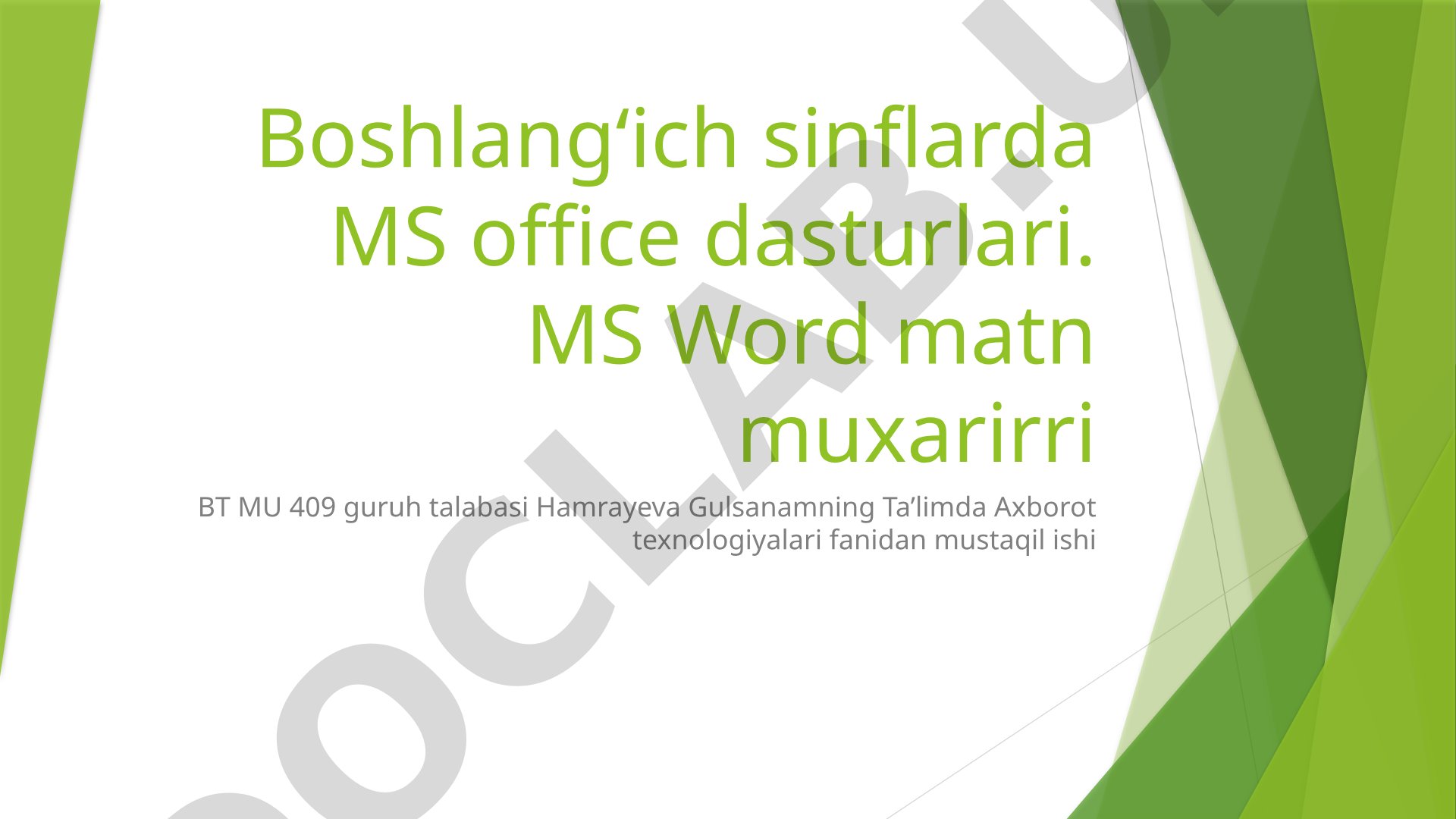 Boshlang‘ich sinflarda MS office dasturlari