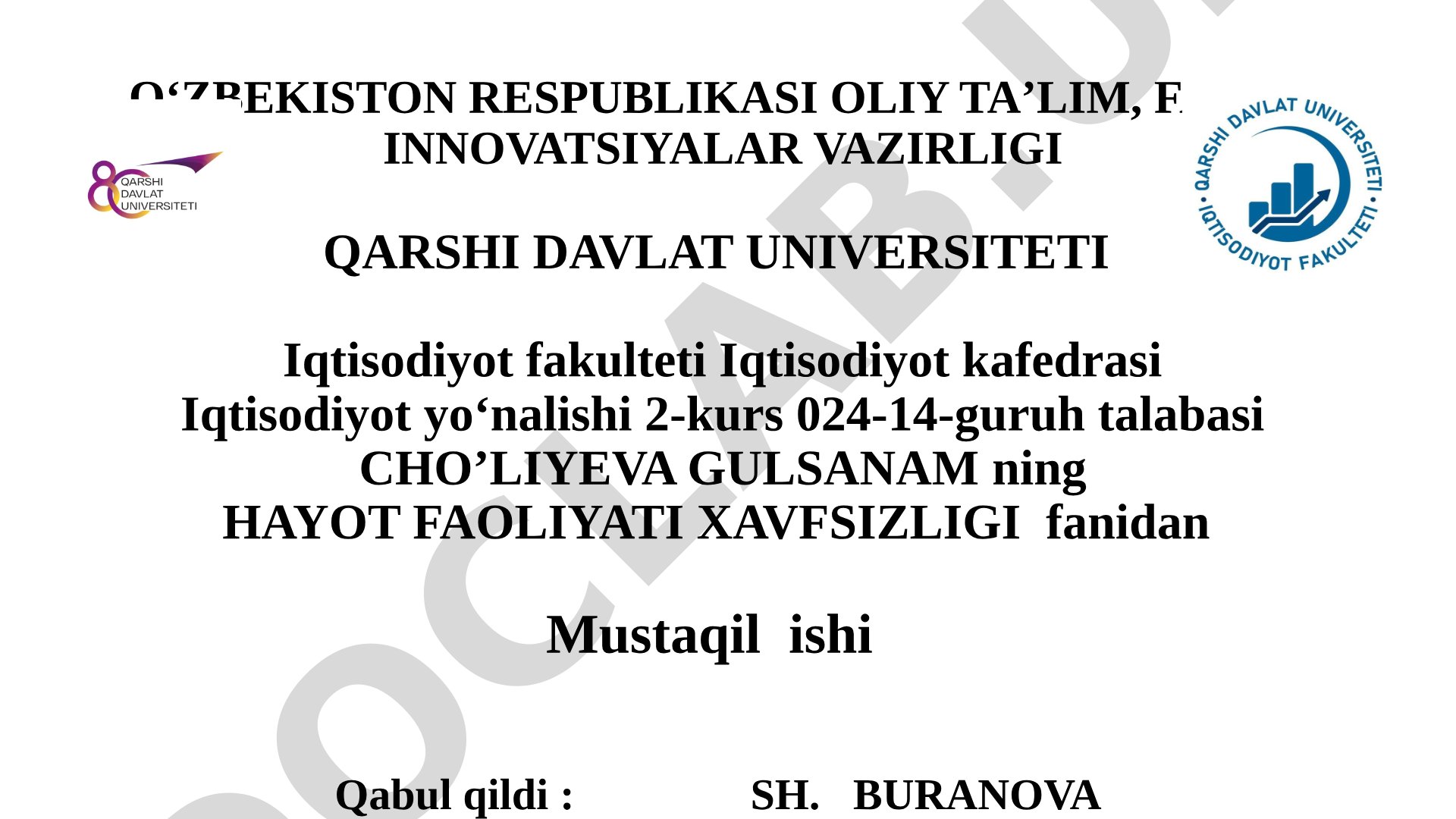 Faoliyatning turli bosqichlarida xavfsizlik shartlarini tahlil qilish