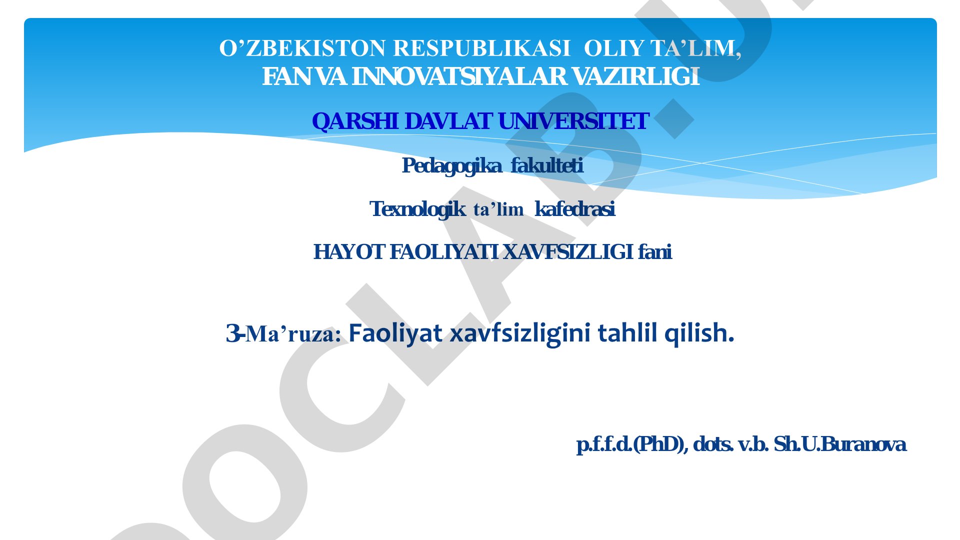 Faoliyat xavfsizligini tahlil qilish