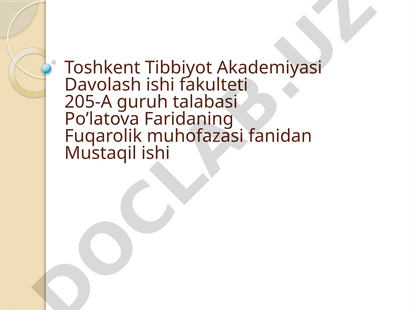 Fuqaro muhofazasi tibbiyot xizmati tashkiliy tuzilmasi
