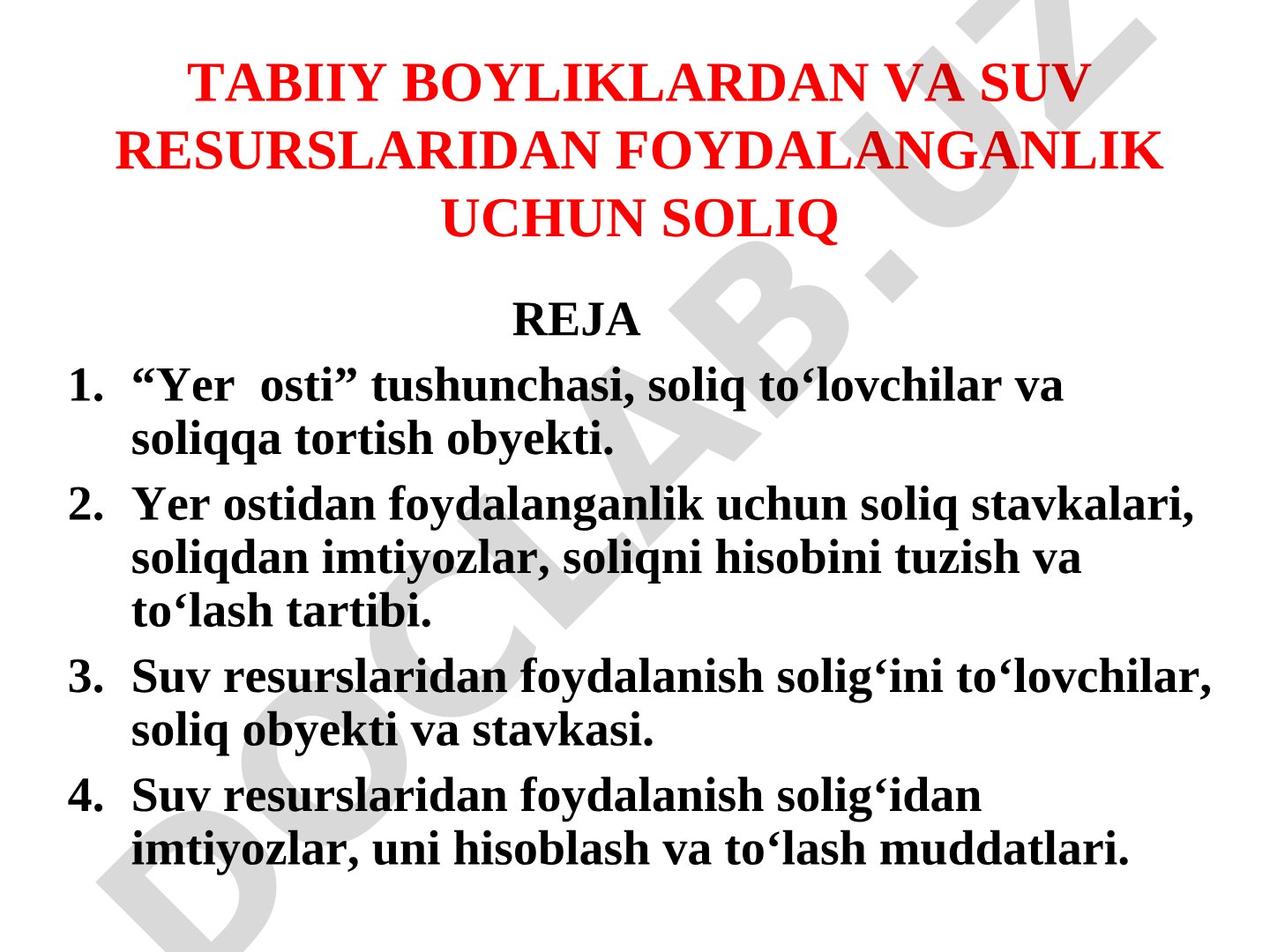 Tabiiy boyliklardan va suv resurslaridan foydalanganlik uchun soliq