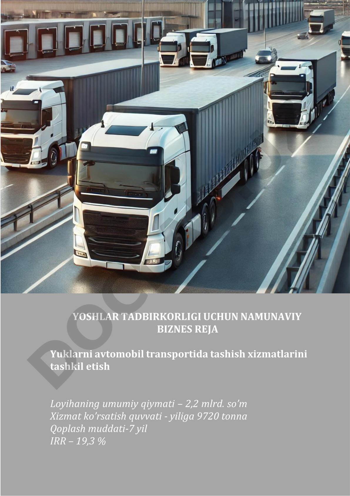 Yuklarni avtomobil transportida tashish xizmatlarini tashkil etish