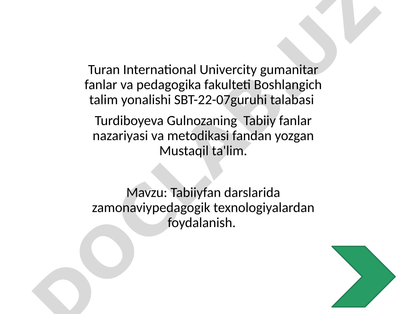 Tabiiyfan darslarida zamonaviypedagogik texnologiyalardan foydalanish
