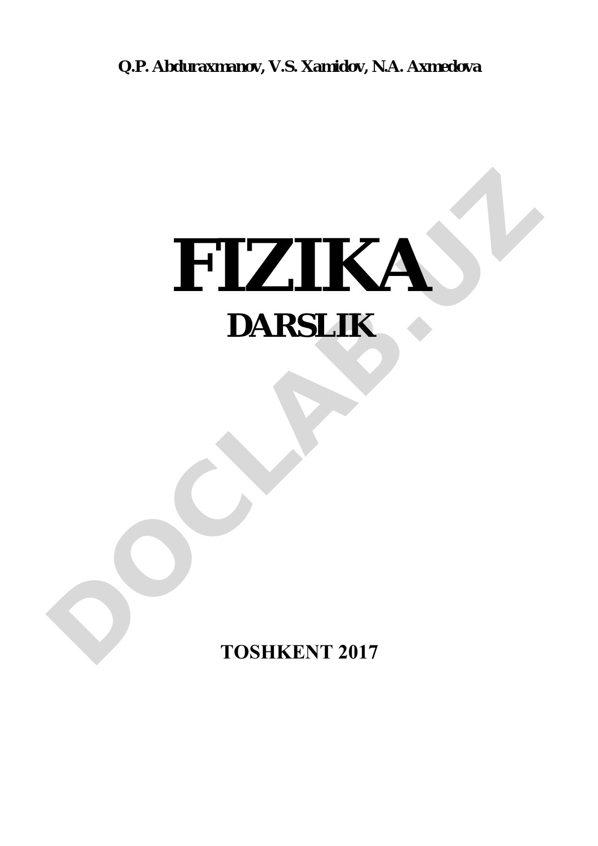 Texnika talabalari uchun fizika darsligi