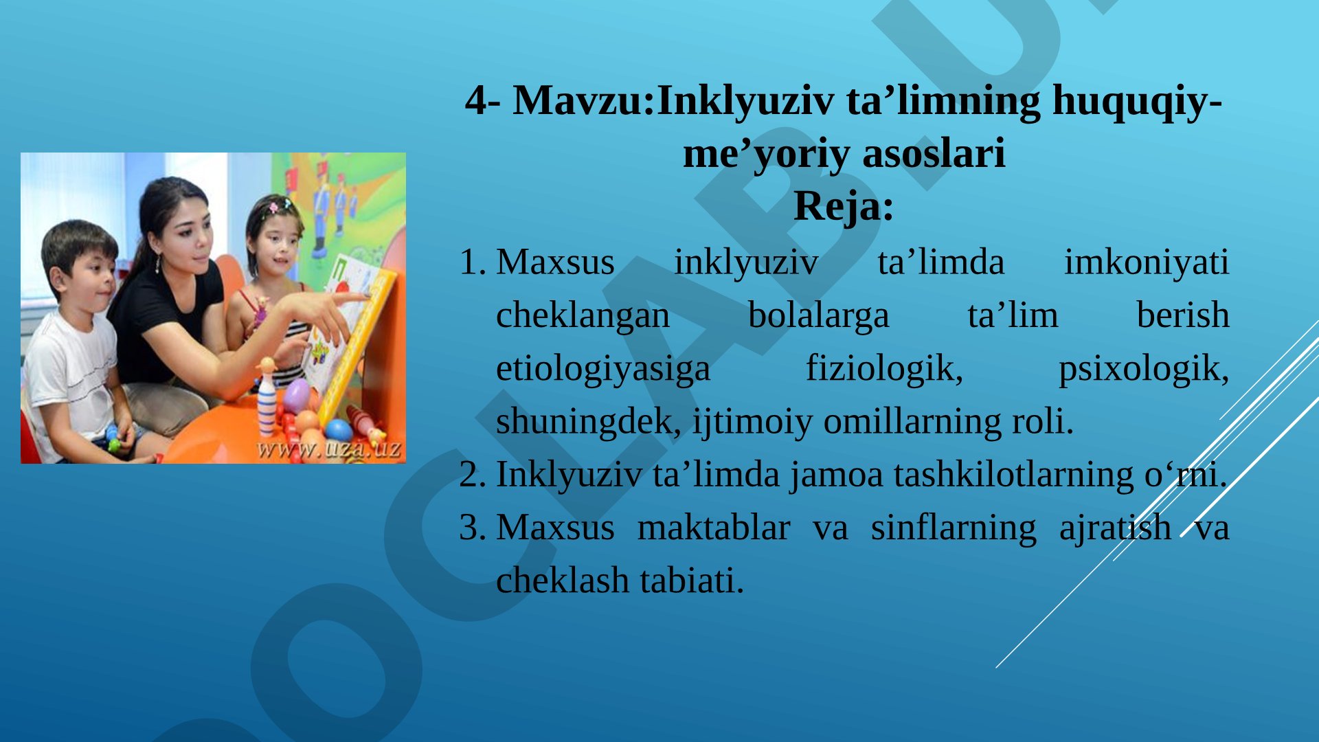 Inklyuziv ta’limning huquqiy-me’yoriy asoslari