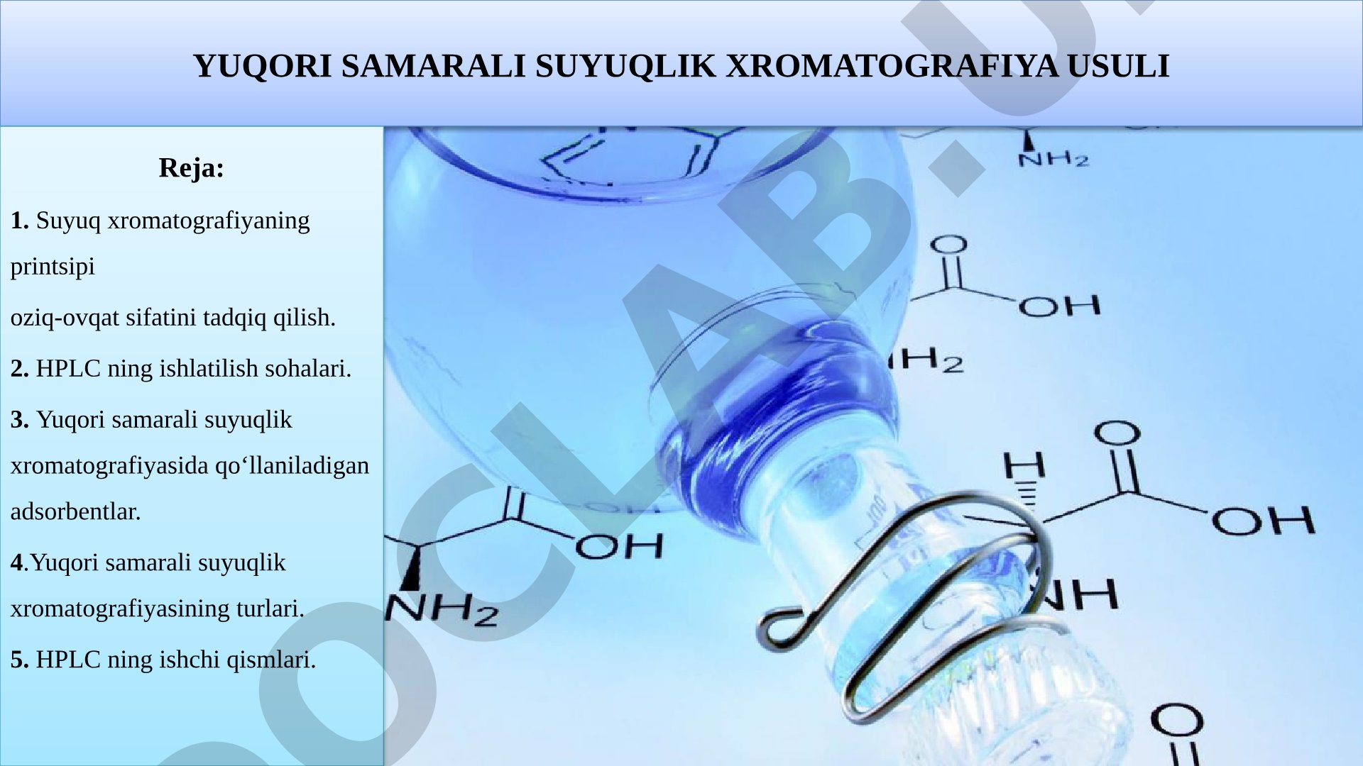 Yuqori samarali suyuqlik xromatografiyasi usuli