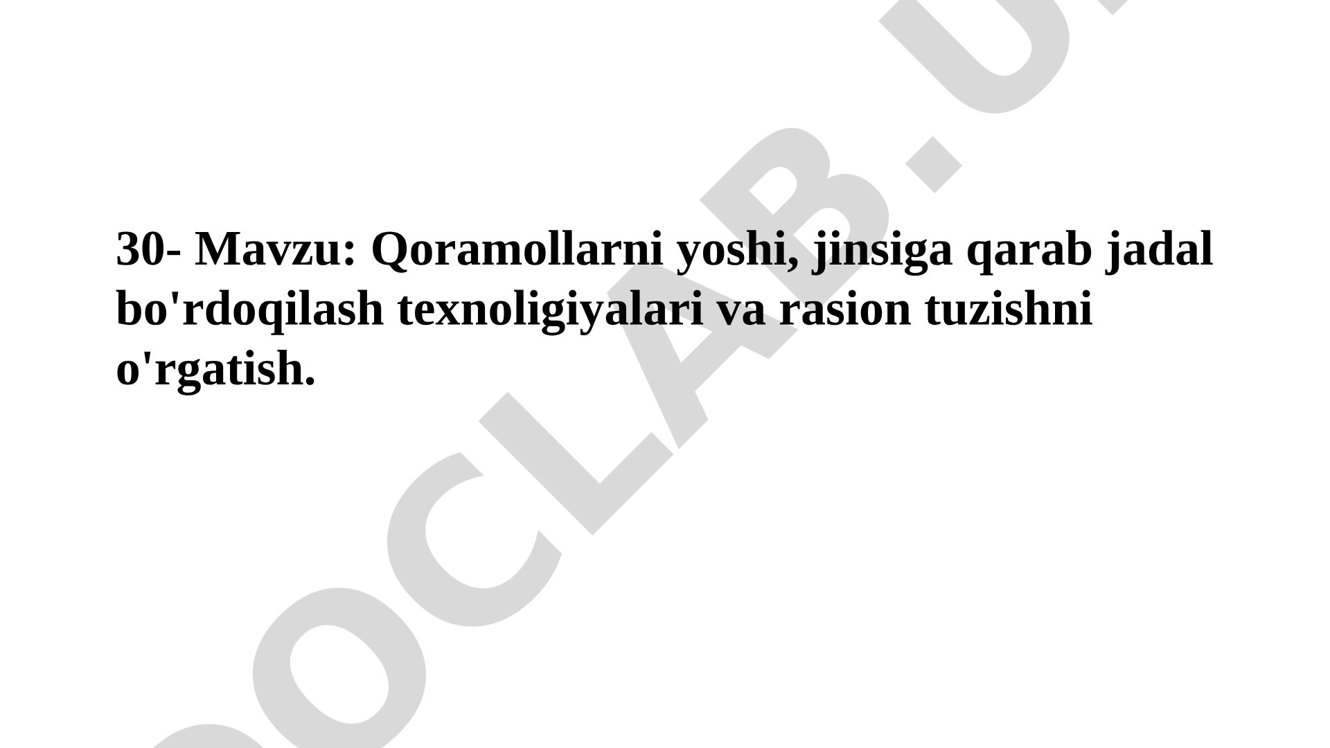 Qoramollarni yoshi, jinsiga qarab jadal bo'rdoqilash texnologiyalari va rasion tuzishni o'rgatish