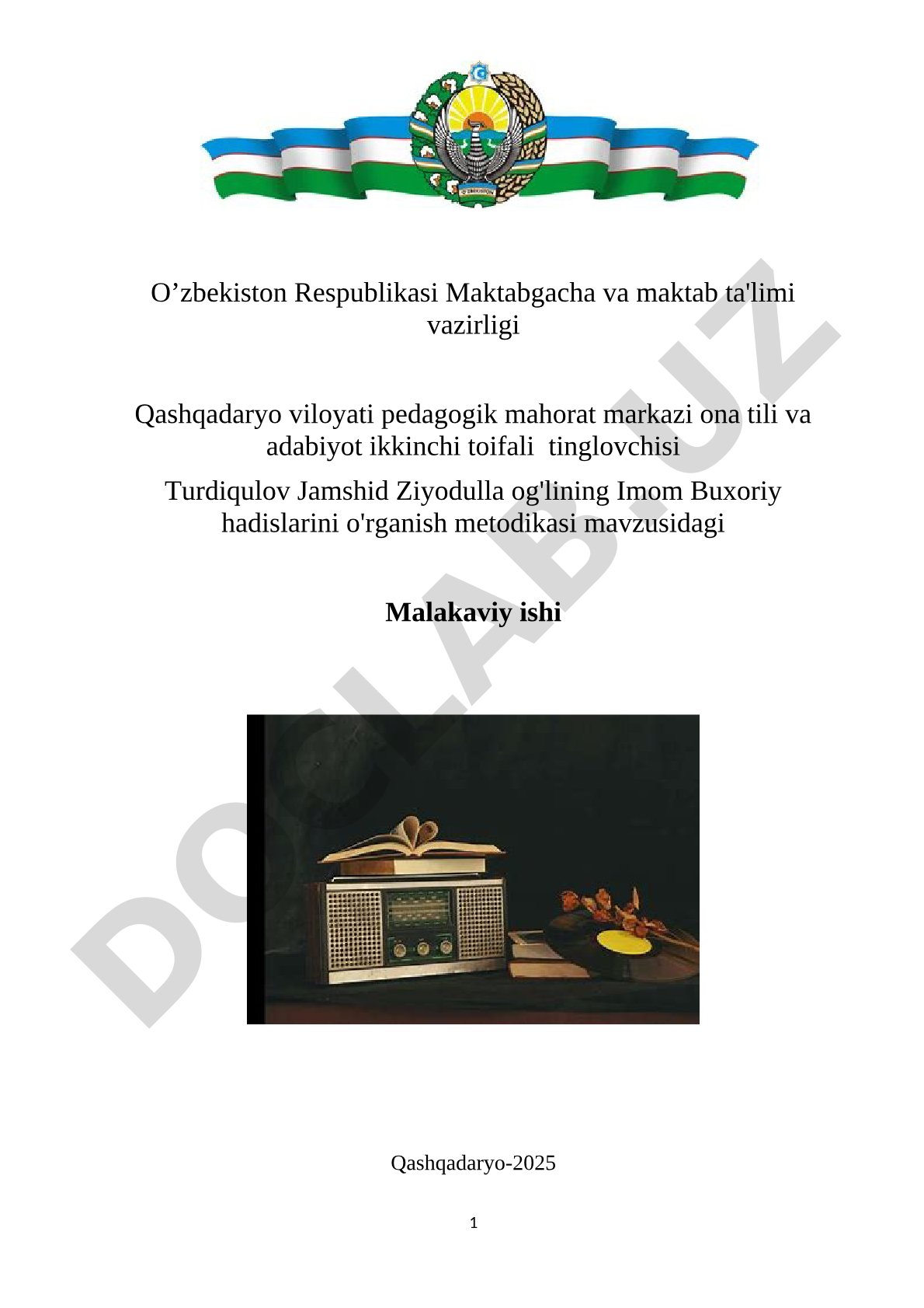Imom Buxoriy hadislarini o'rganish metodikasi