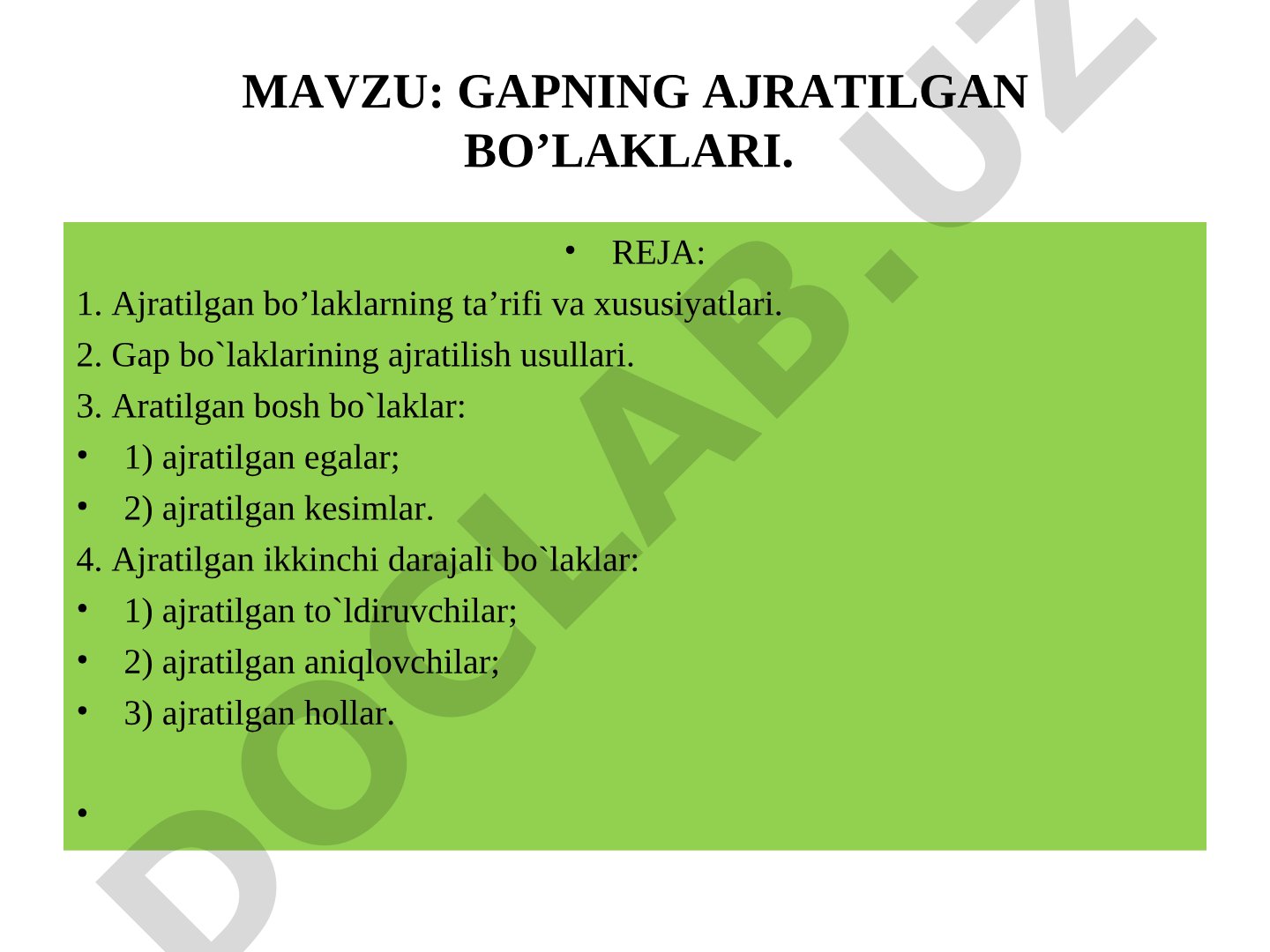 Gapning ajratilgan bo'laklari