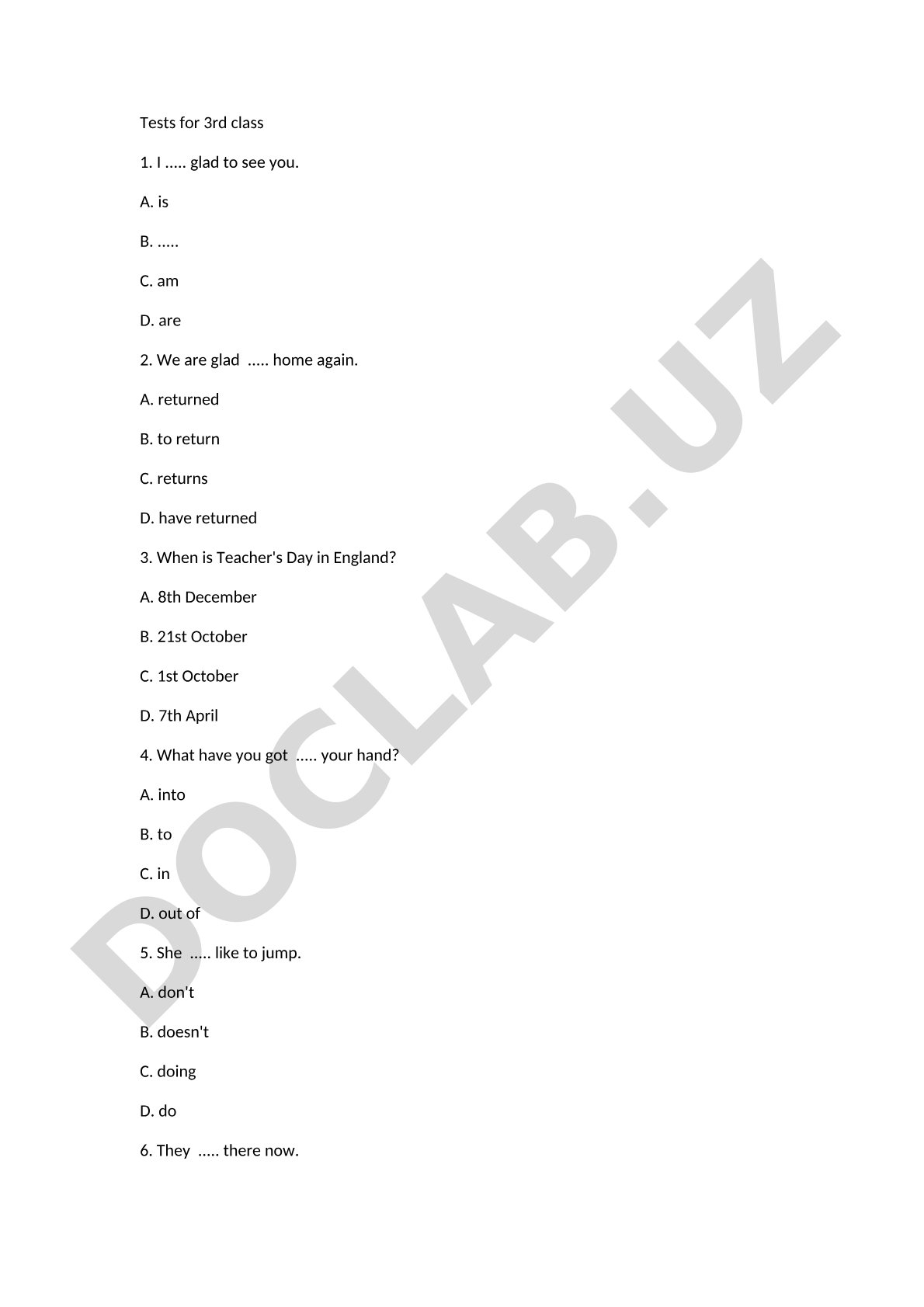 Tests for 3rd class