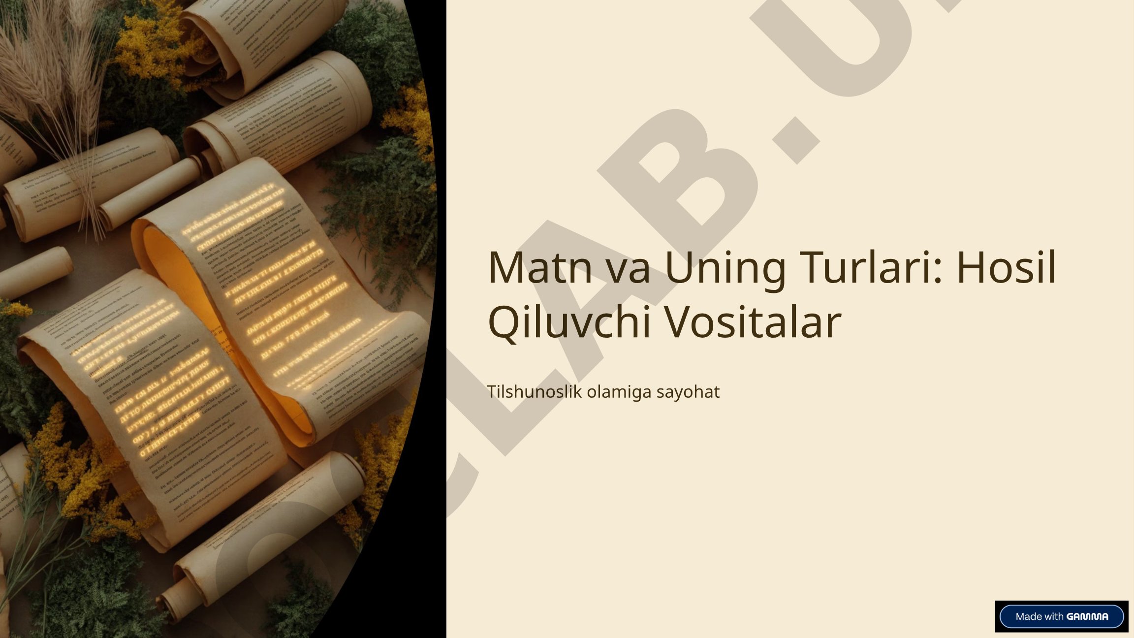 Matn va Uning Turlari: Hosil Qiluvchi Vositalar