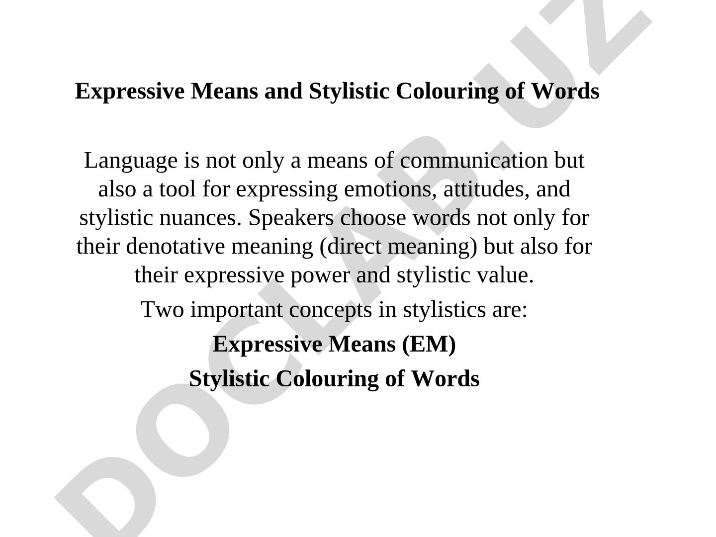 Expressive Means and Stylistic Colouring of Words