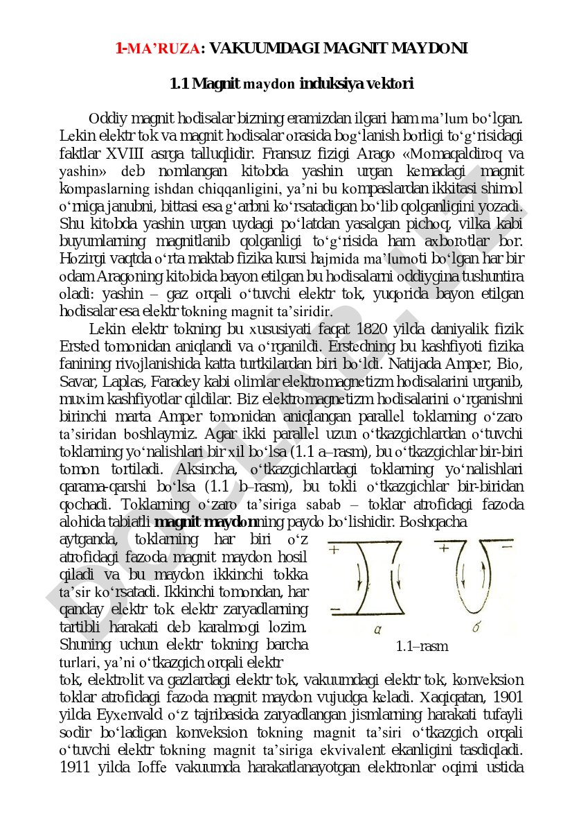Vakuumdagi magnit maydon induksiya vektori