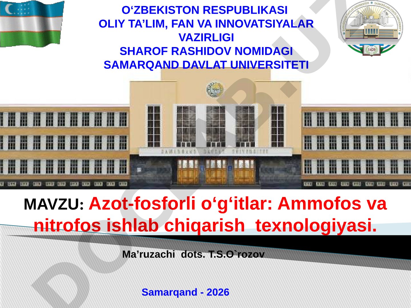 Azot-fosforli o‘g‘itlar: Ammofos va nitrofos ishlab chiqarish texnologiyasi